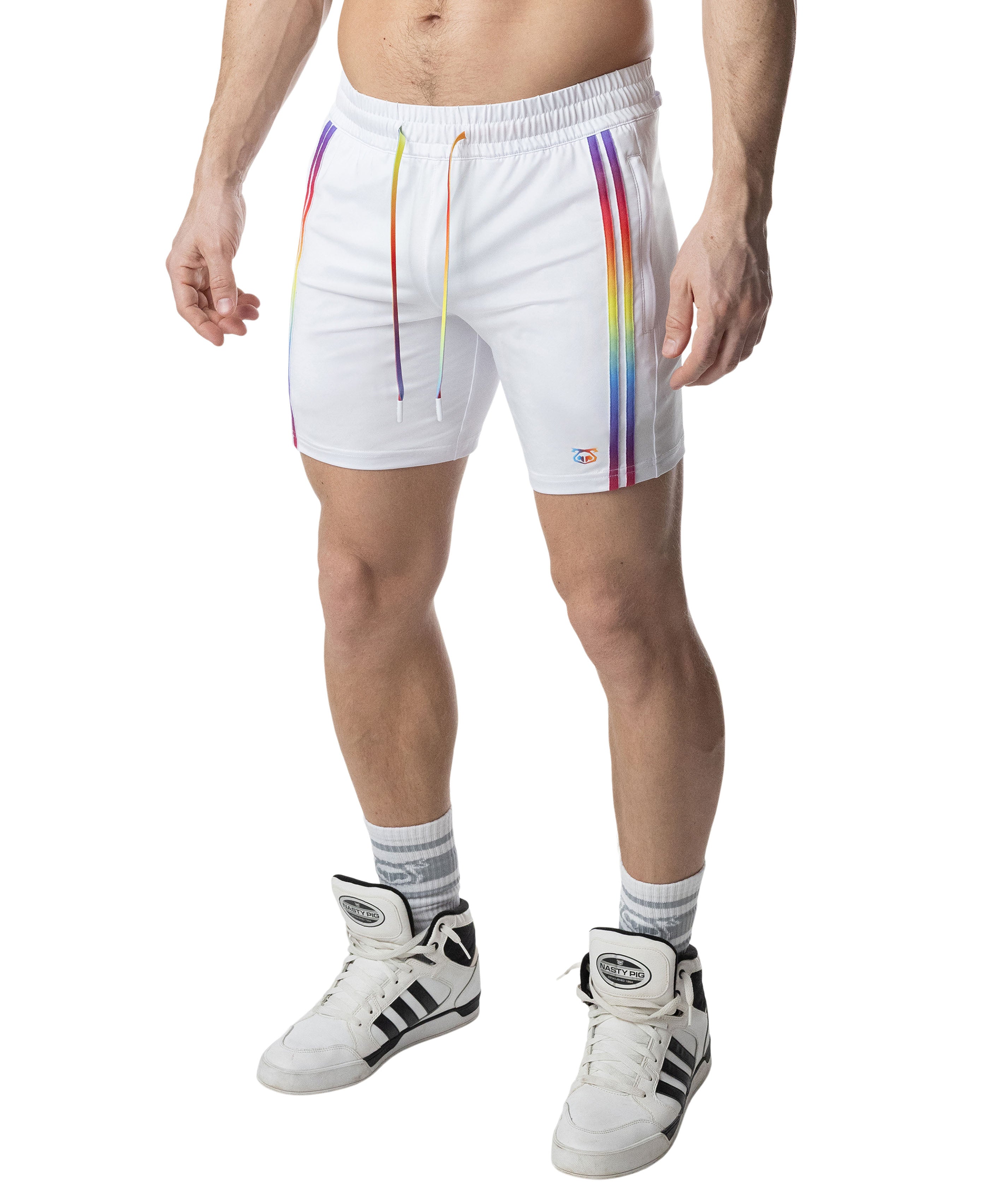 Aura Pride Rugby Short - White/Multi