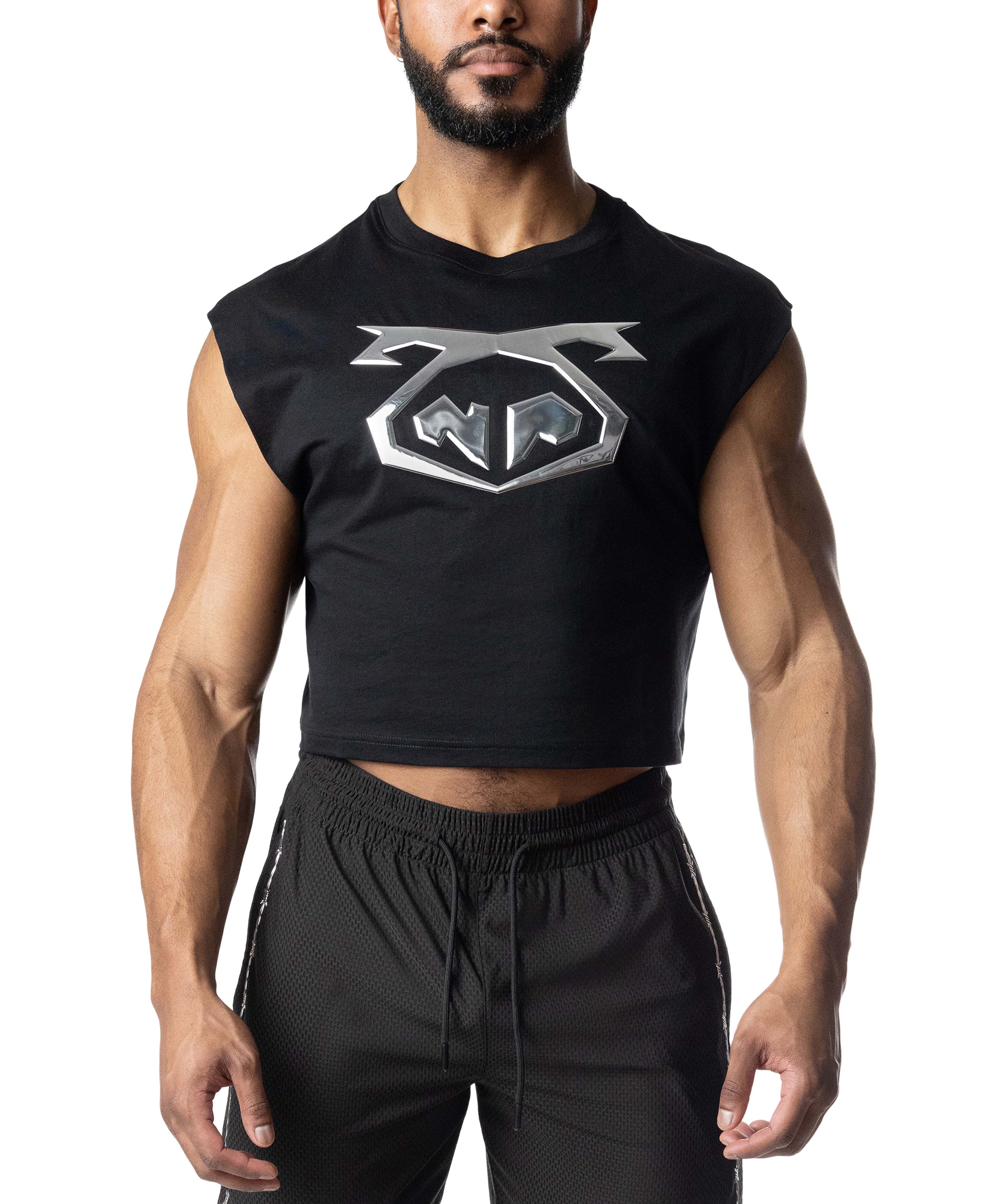 Chrome Crop Top - Black