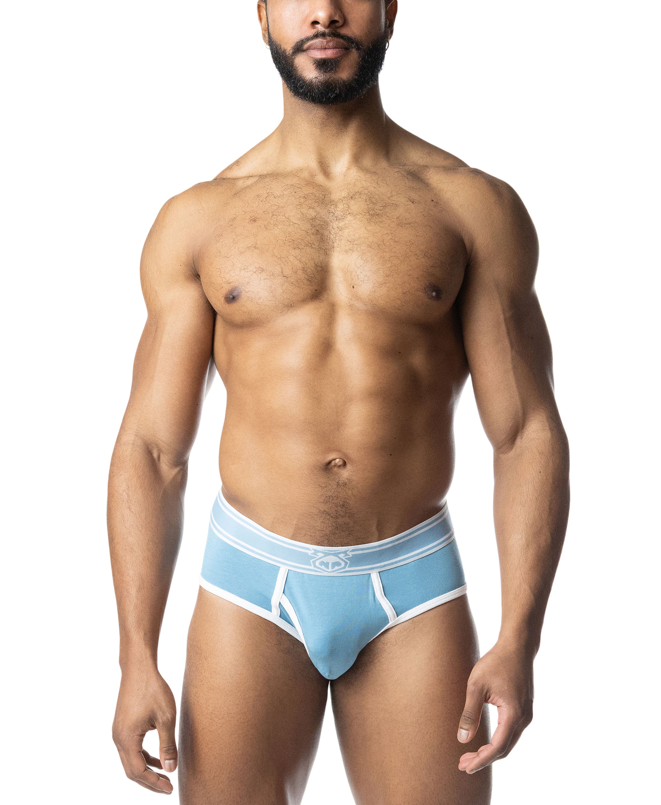 Core Y-Front Brief - Light Teal/White