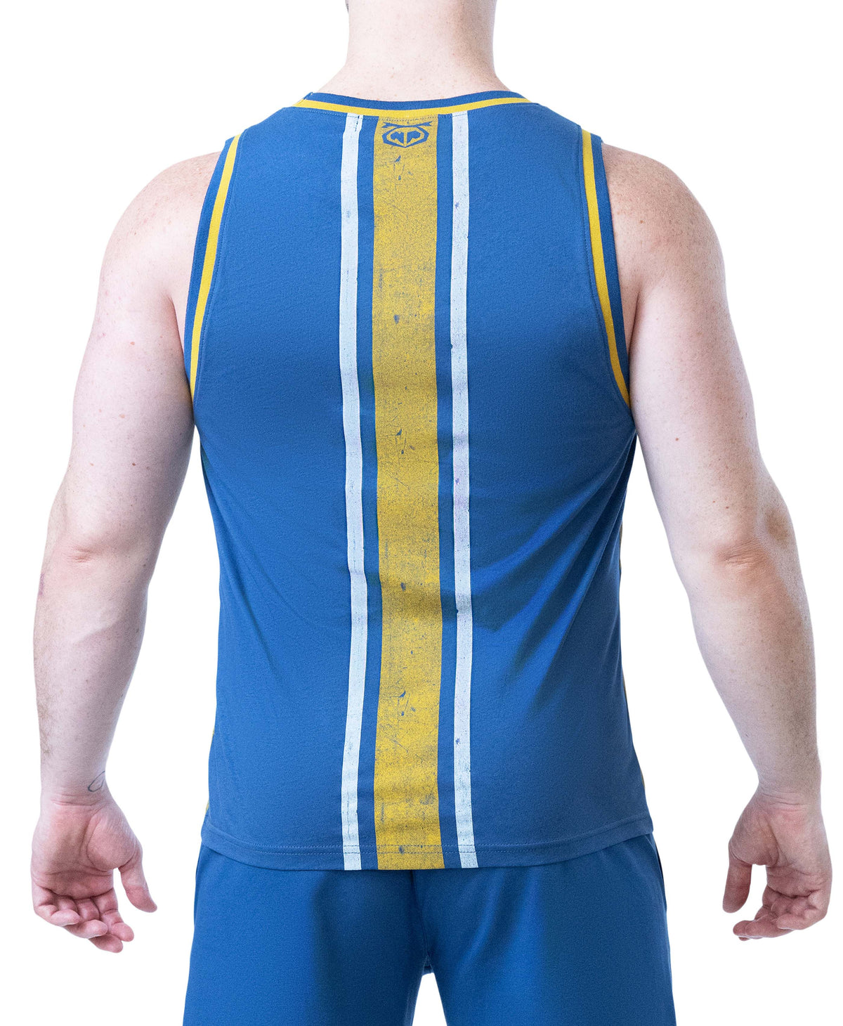 Deadlift Tank Top - Cadet Blue/Goldenrod/White