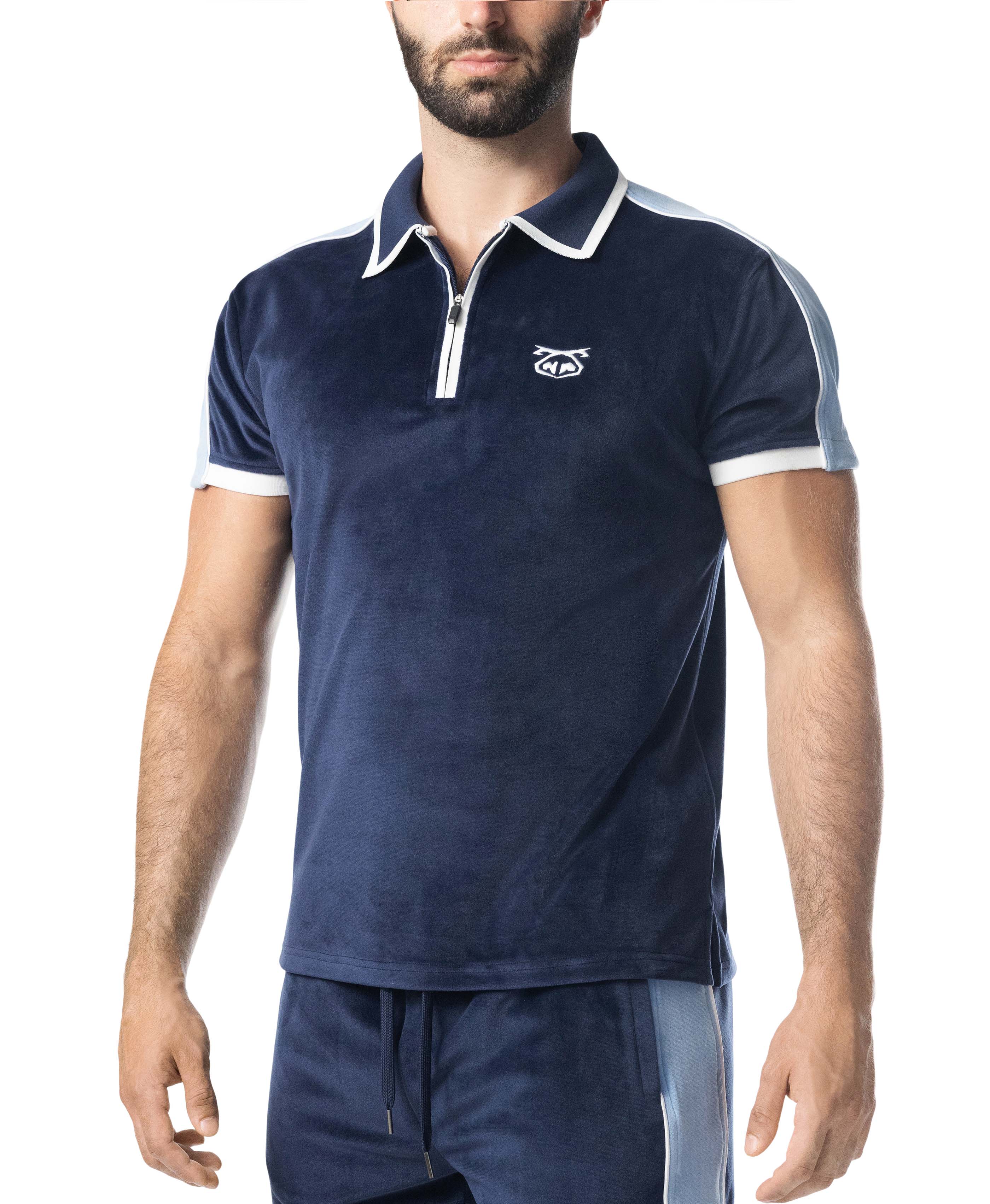 Essex Velour Polo - Midnight Navy/Perry Blue