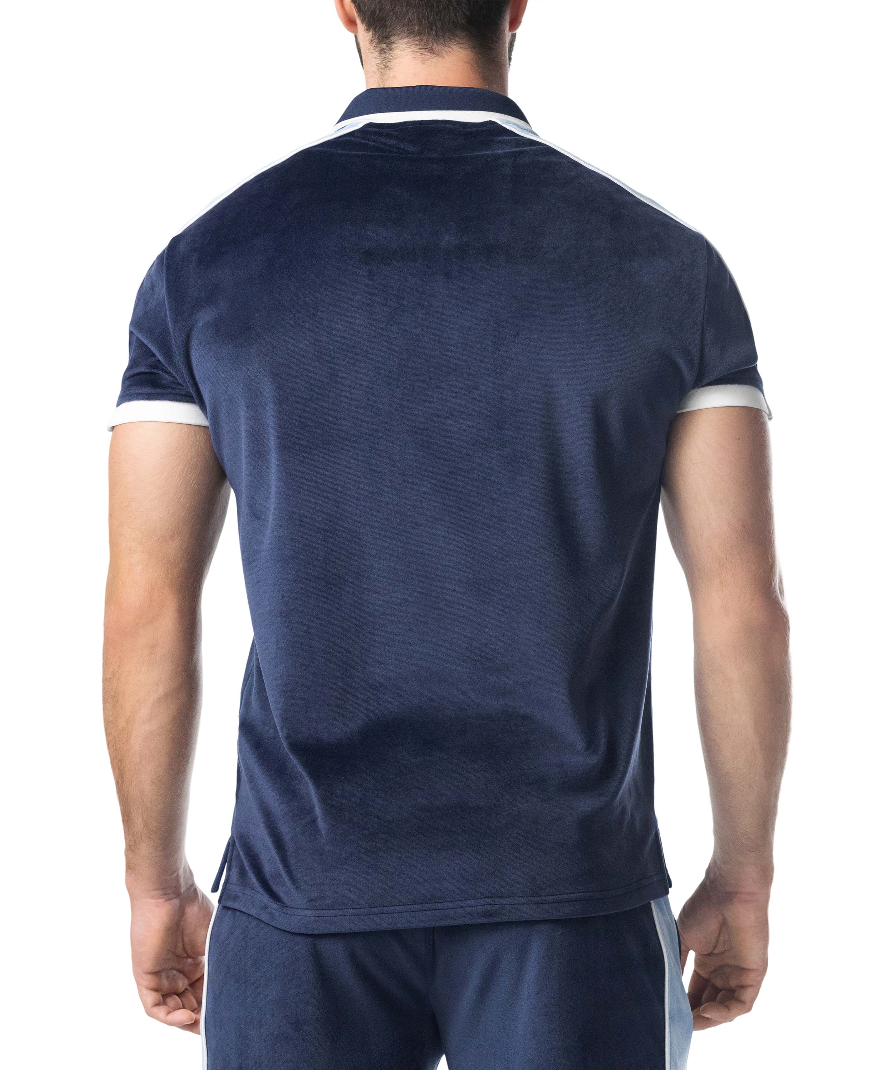 Essex Velour Polo - Midnight Navy/Perry Blue