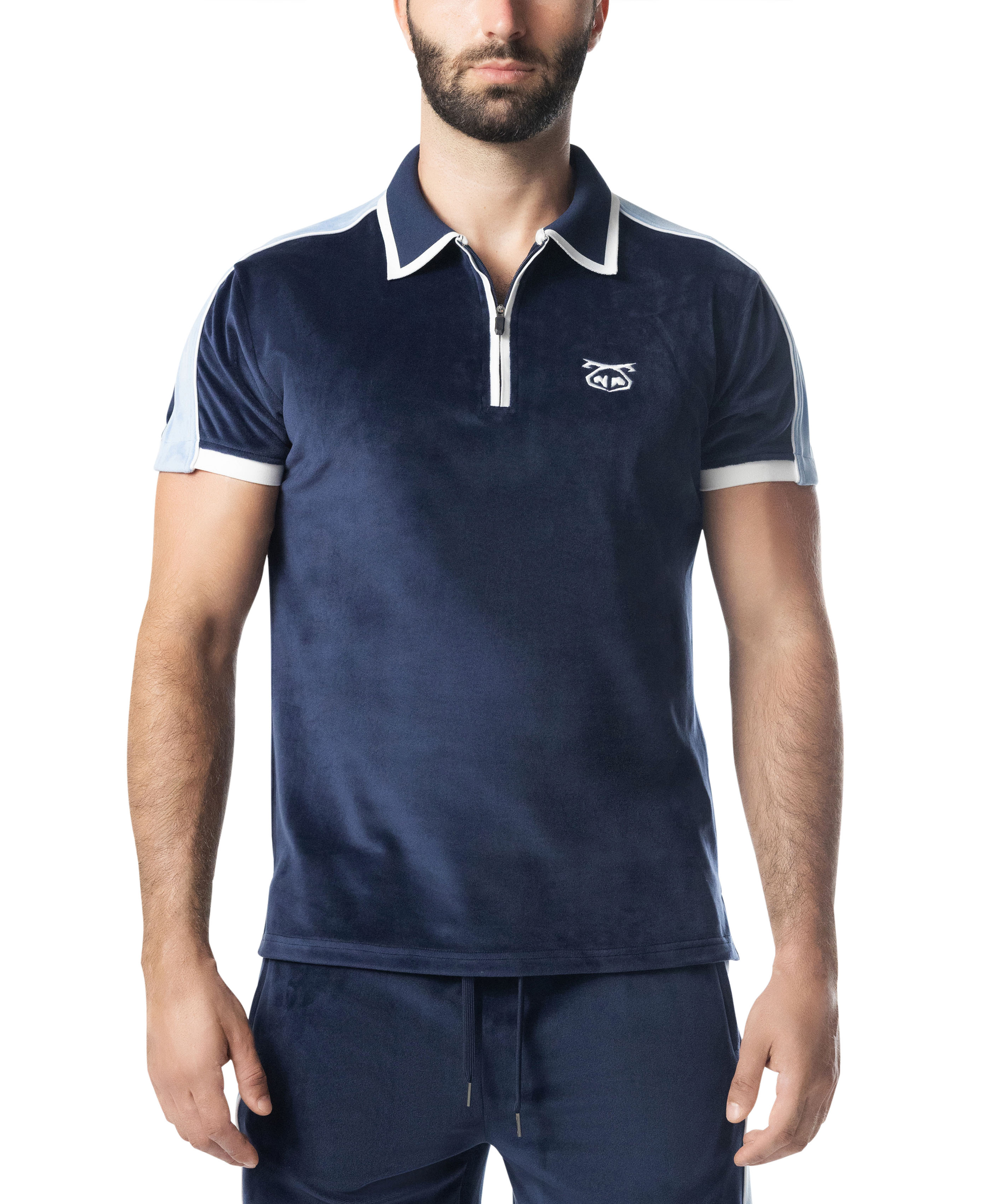 Essex Velour Polo - Midnight Navy/Perry Blue