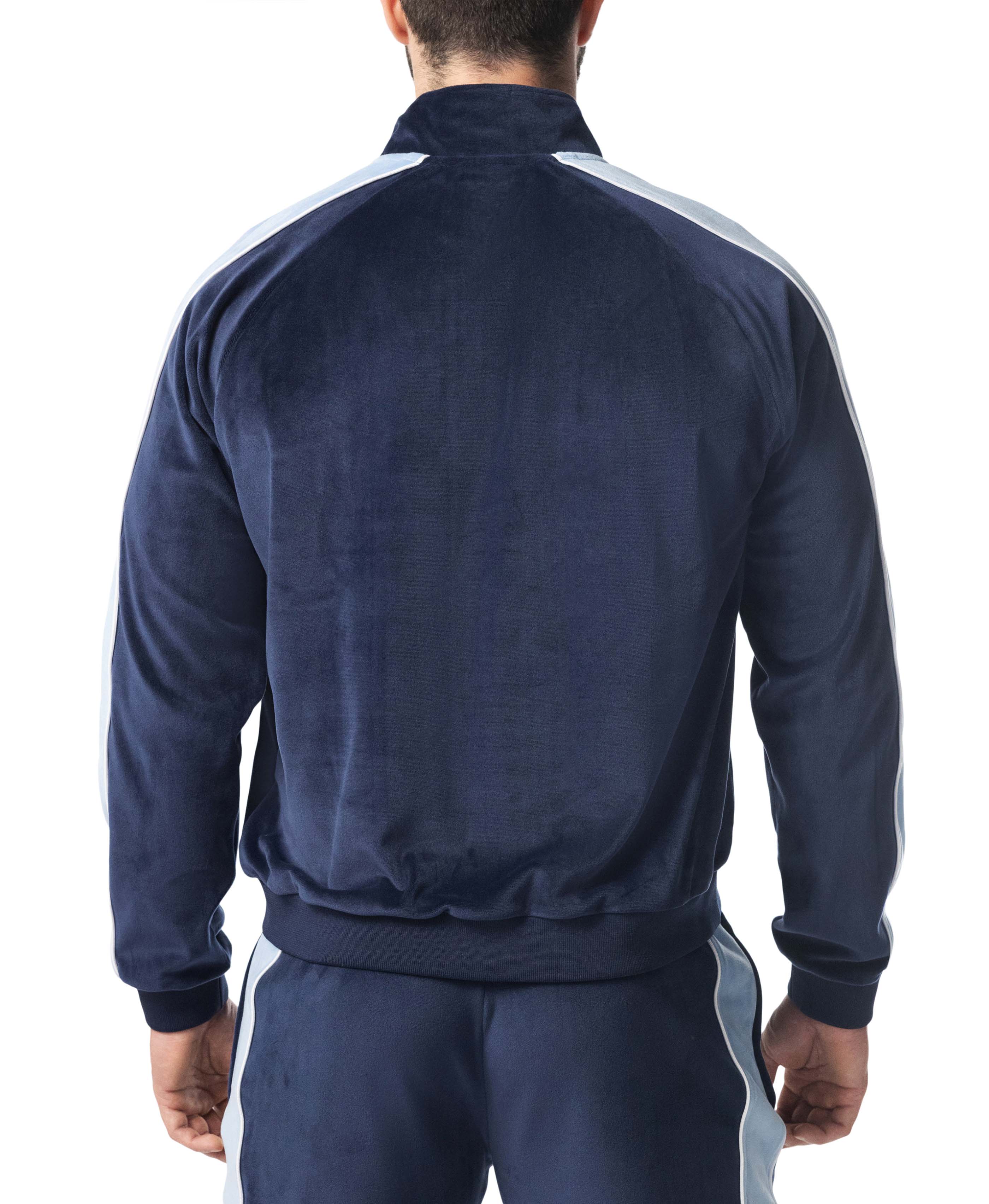 Essex Velour Track Jacket - Midnight Navy/Perry Blue
