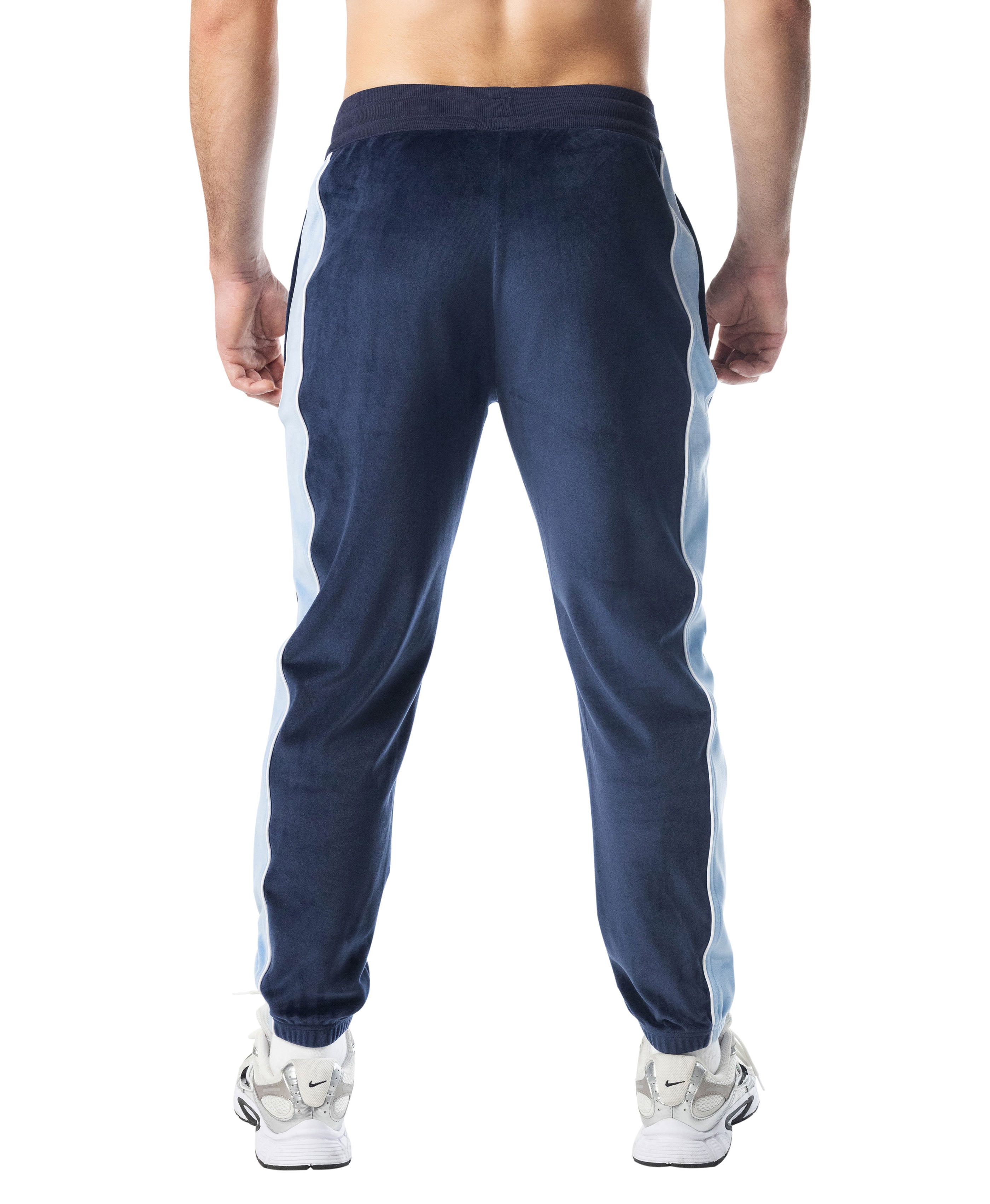 Essex Velour Track Pant - Midnight Navy/Perry Blue