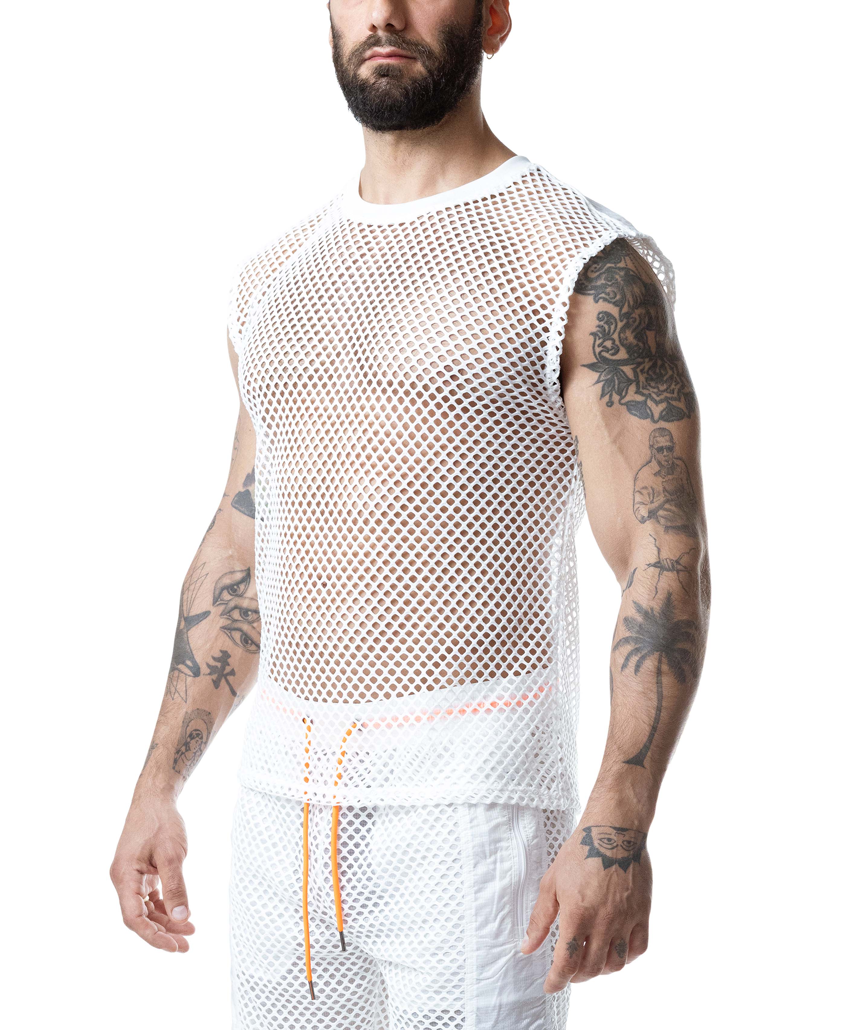 Hyper Sleeveless Shirt - White/Vibrant Orange