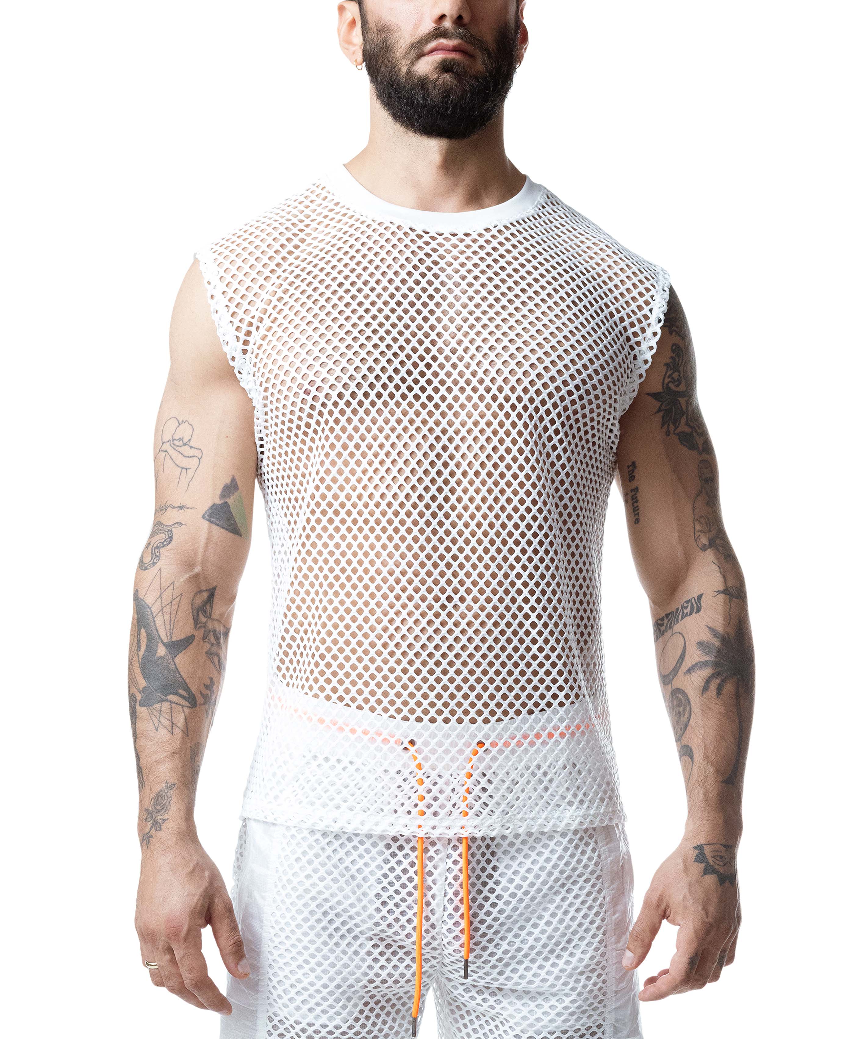 Hyper Sleeveless Shirt - White/Vibrant Orange
