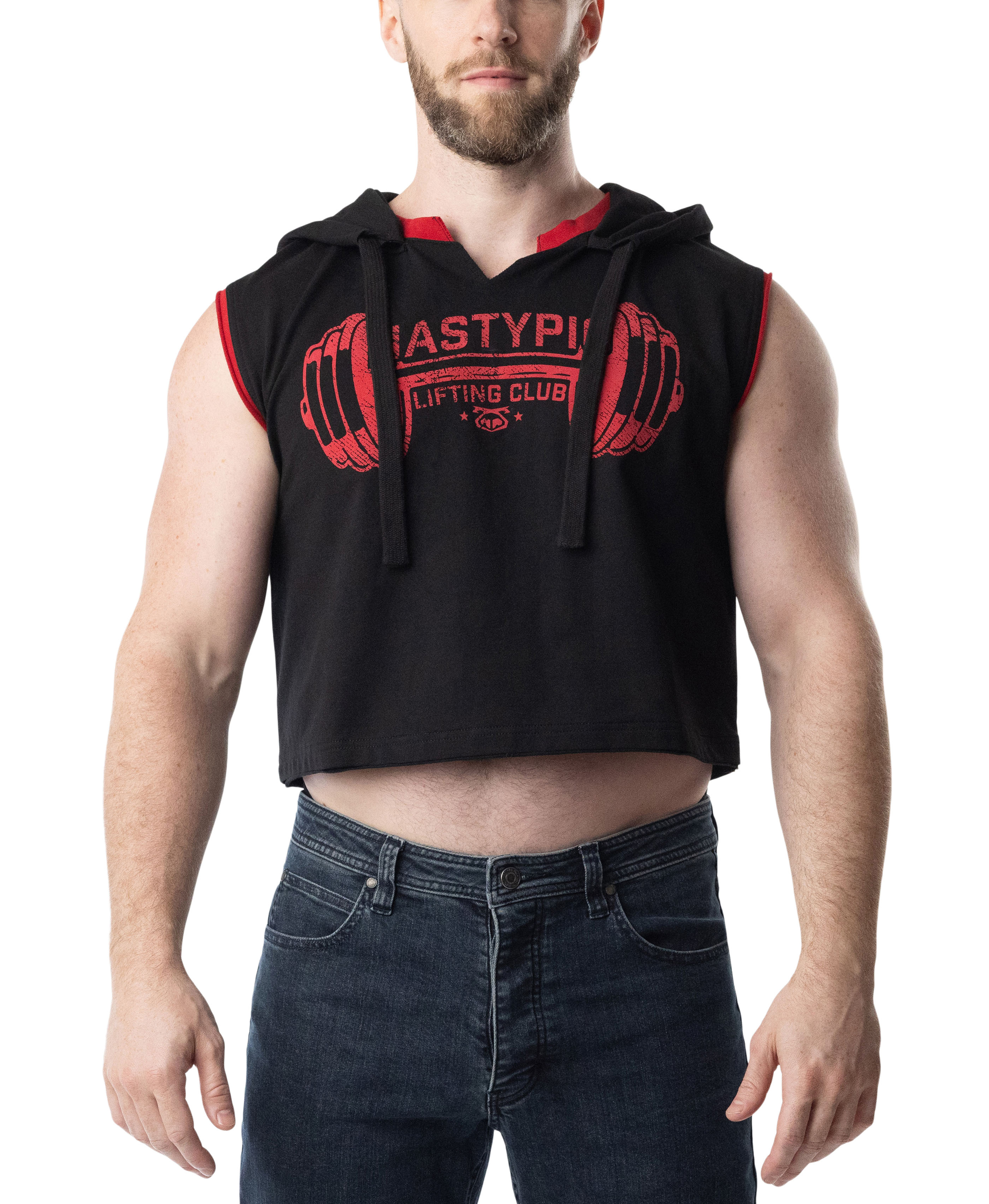 Lift Club Sleeveless Hoodie - Black/Red