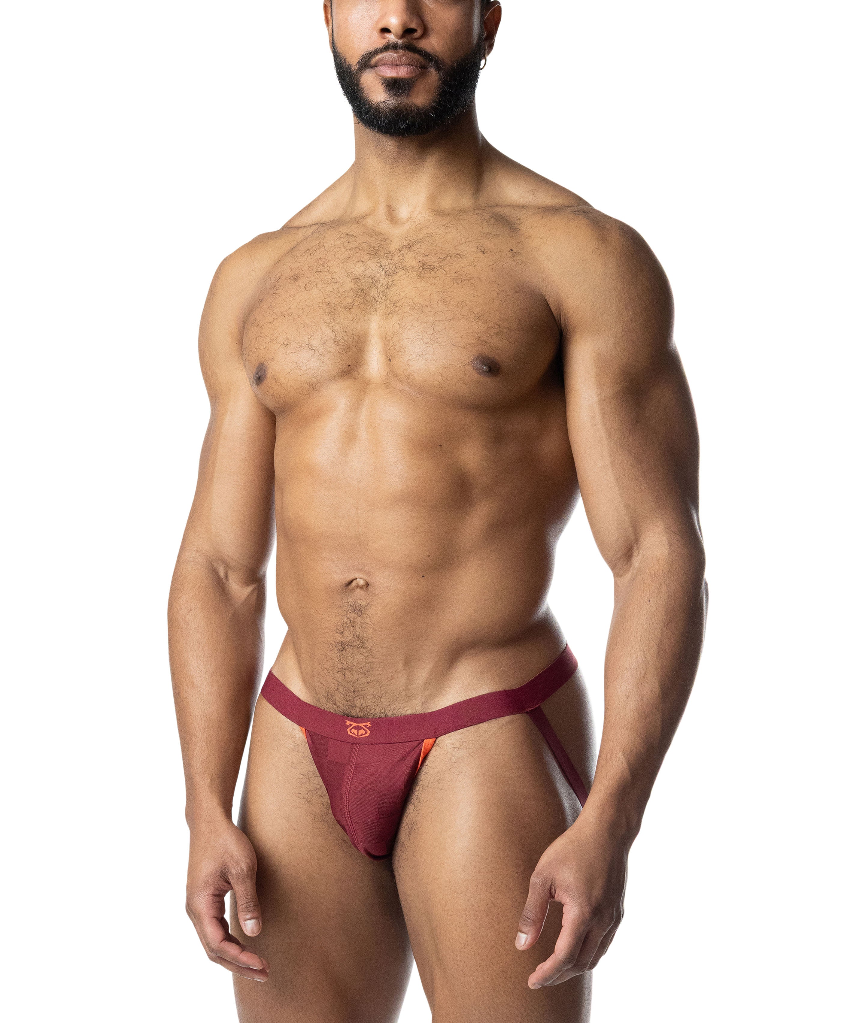 Rival Jock Strap - Burgundy/Vibrant Orange