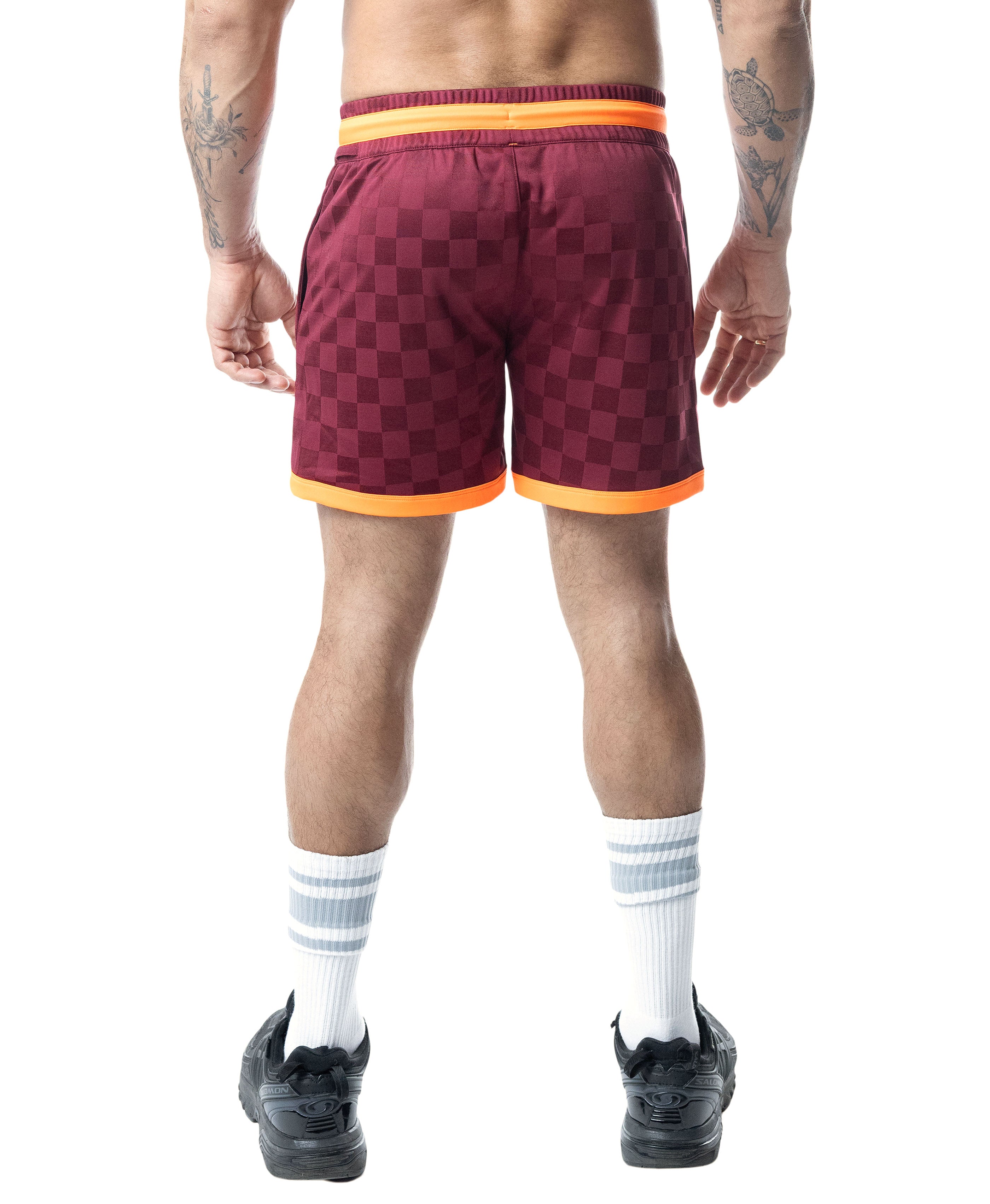 Rival Rugby Short - Burgundy/Vibrant Orange