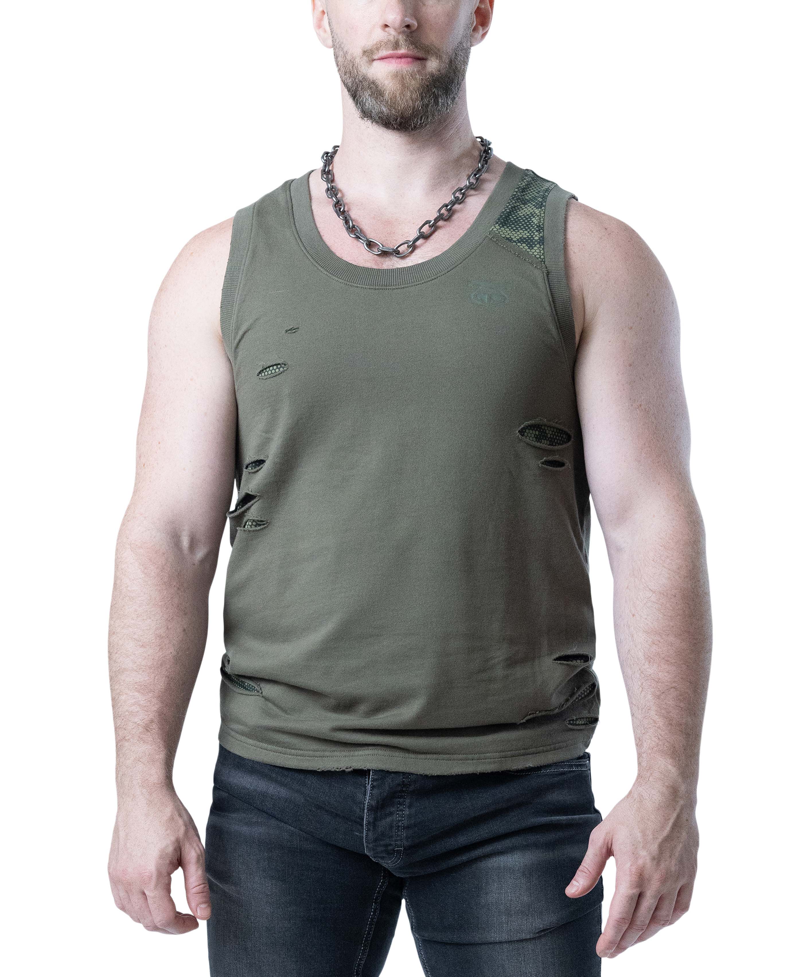Shred Tank Top - Olive Green