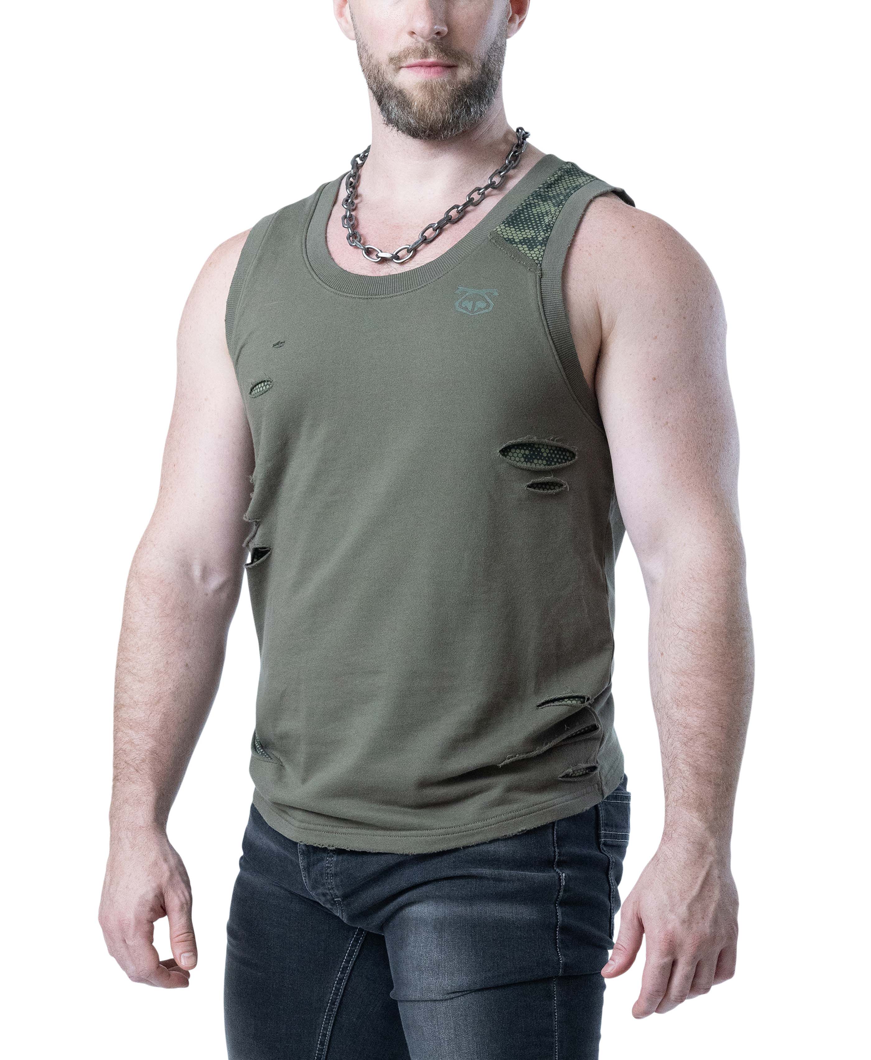 Shred Tank Top - Olive Green