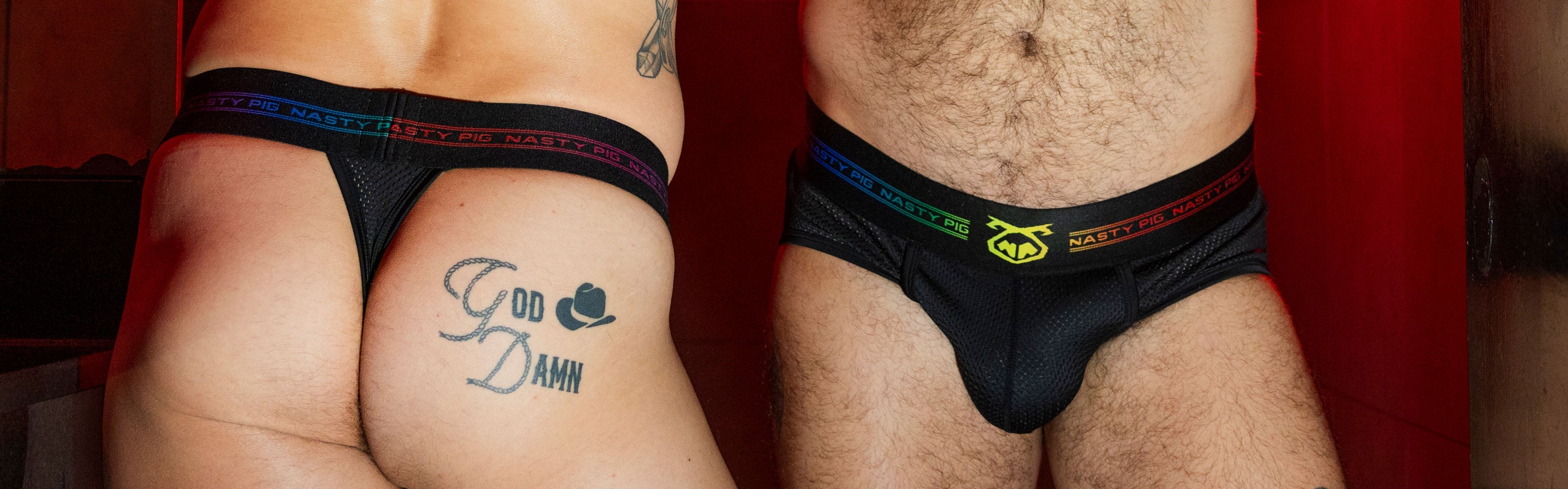Man posing in boxer briefs