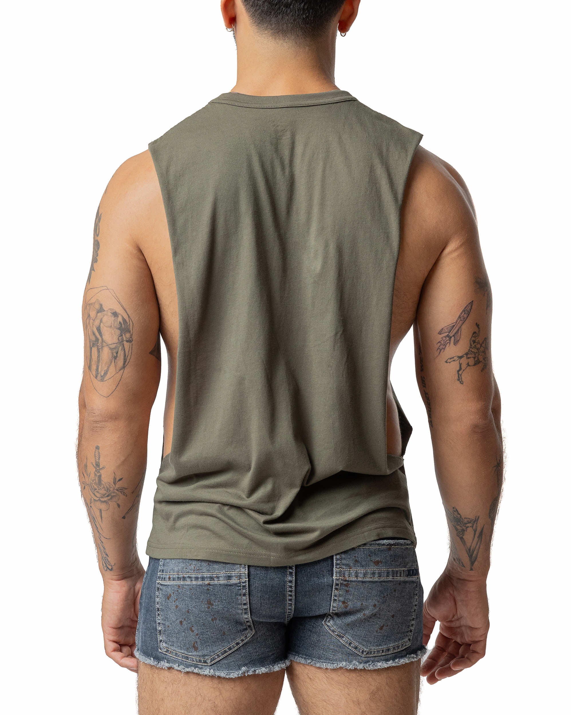 Plaid Brandmark Shredder Tank Top - Army Green