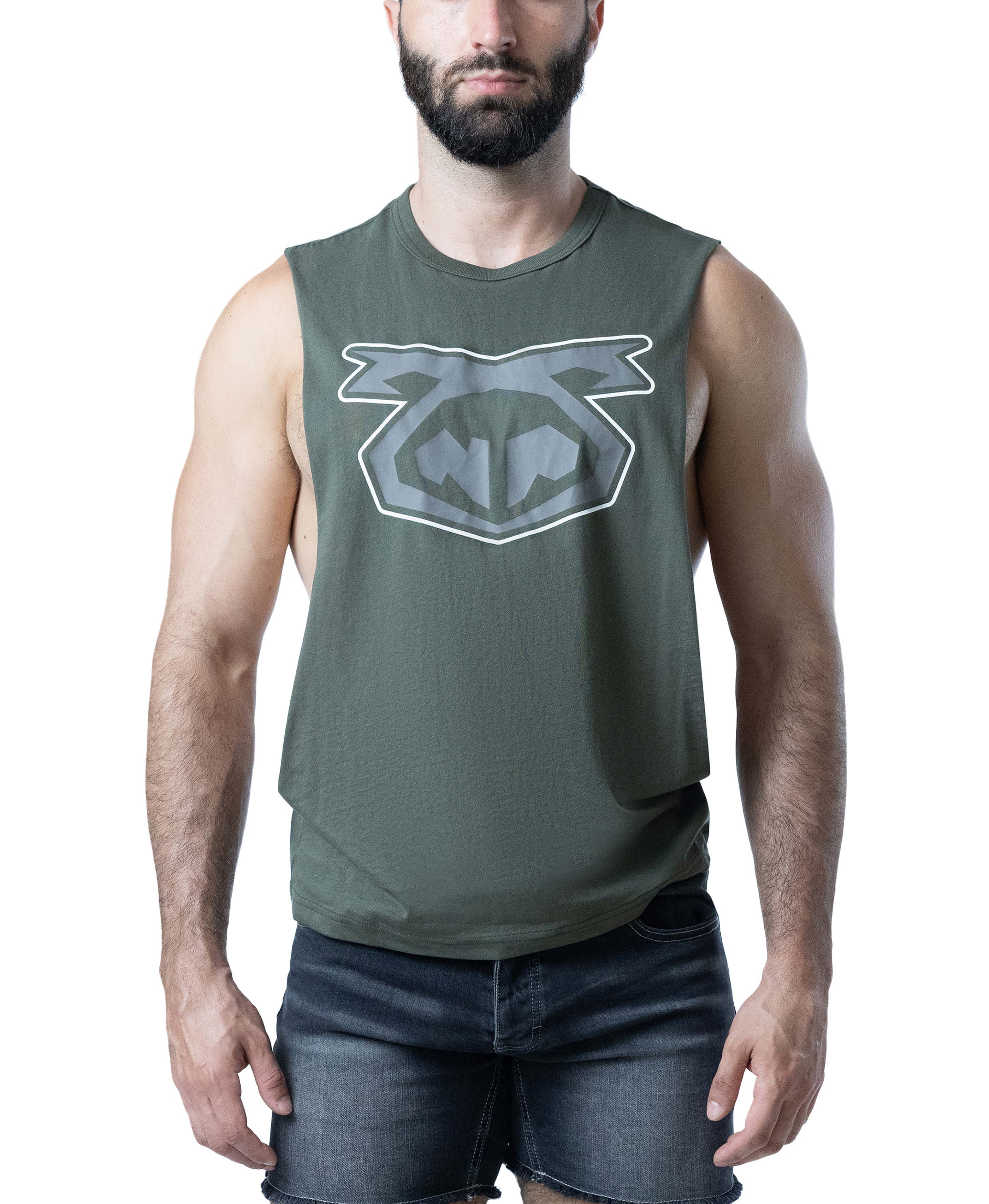 Brandmark Shredder Tank Top 3.0 - Army Green/Shark Grey/White
