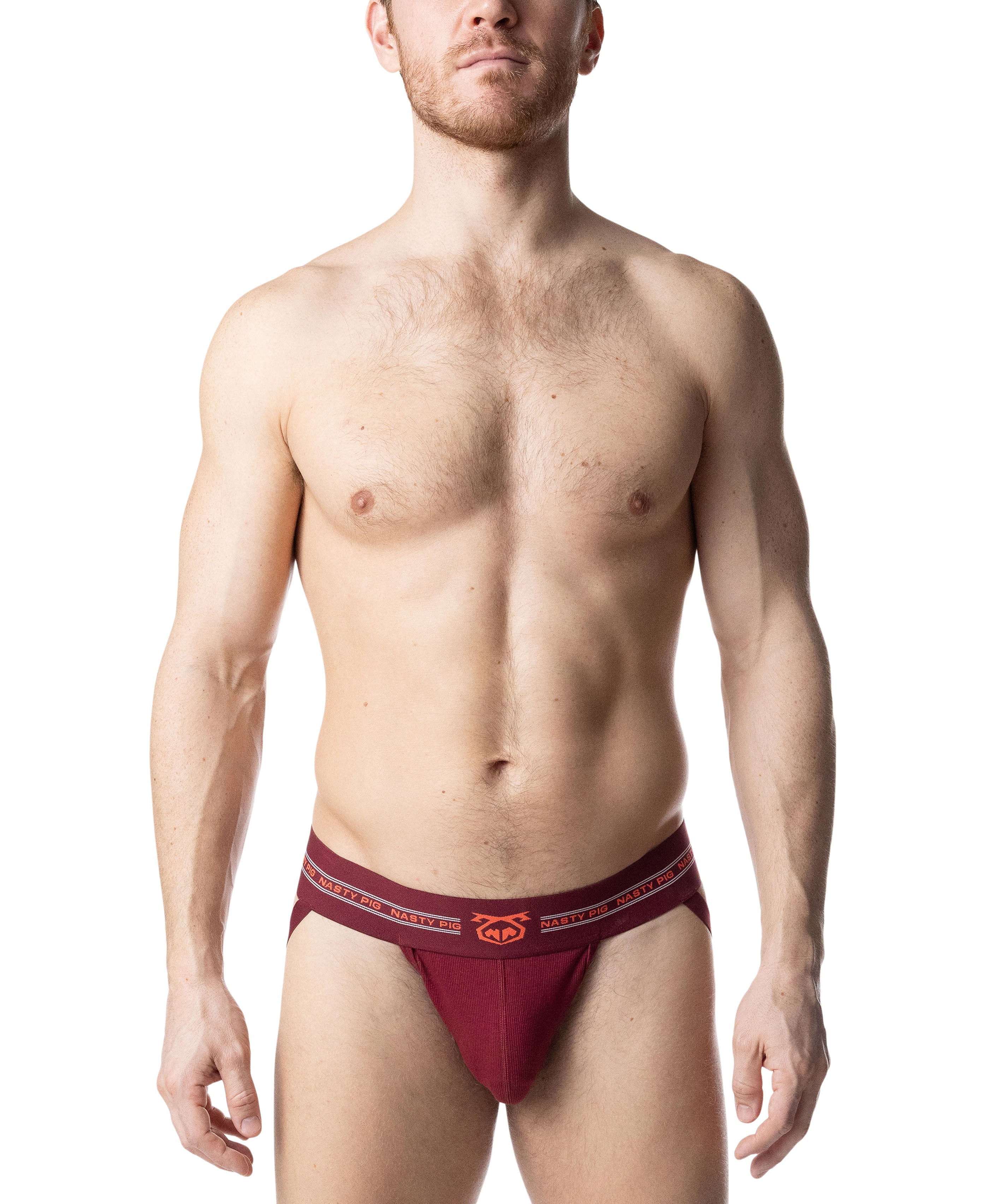 Core Jock Strap 3.0 - Burgundy/Vibrant Orange/White