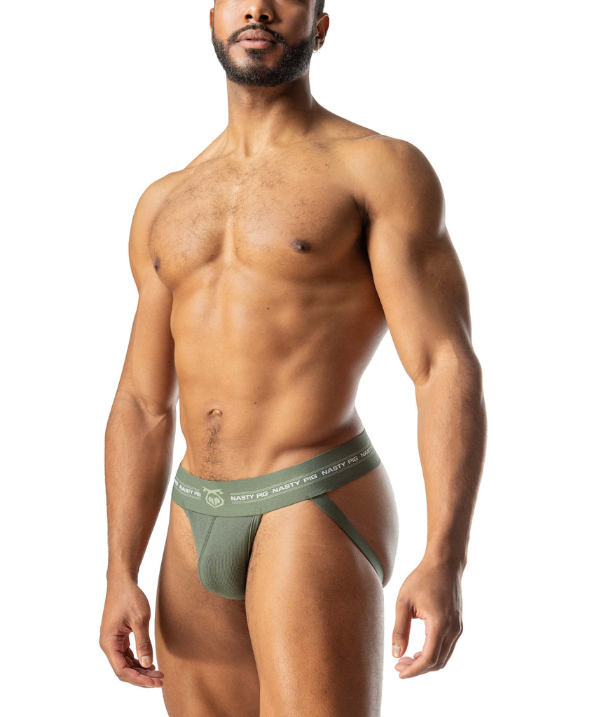 1/4 view of CORE Jock Strap 3.0 in Army Green