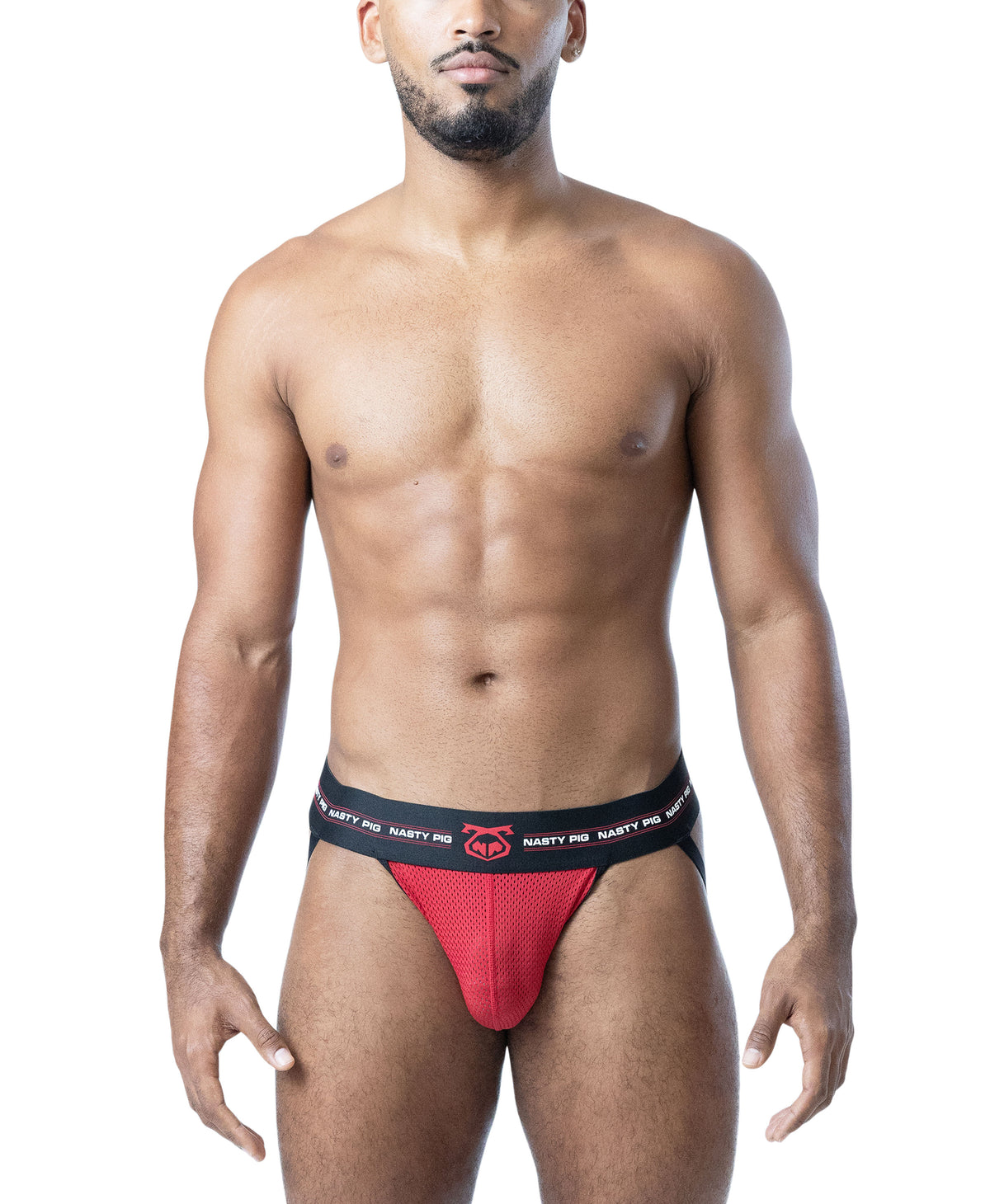 Core Mesh Jock Strap - Black/System Red/White