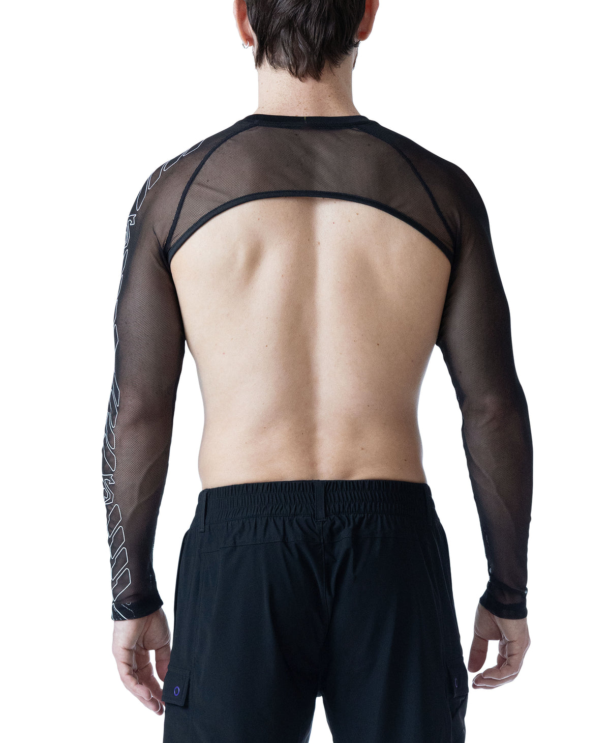 Cyber Long Sleeve Crop Top - Black