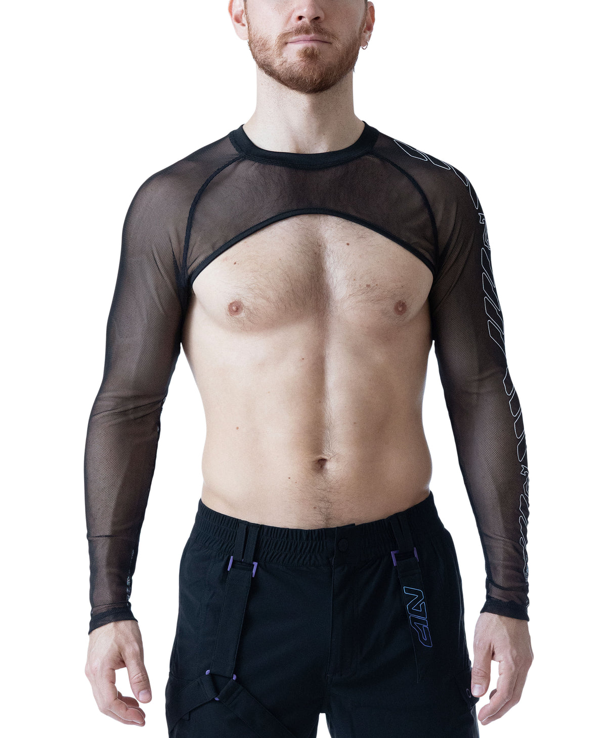 Cyber Long Sleeve Crop Top - Black