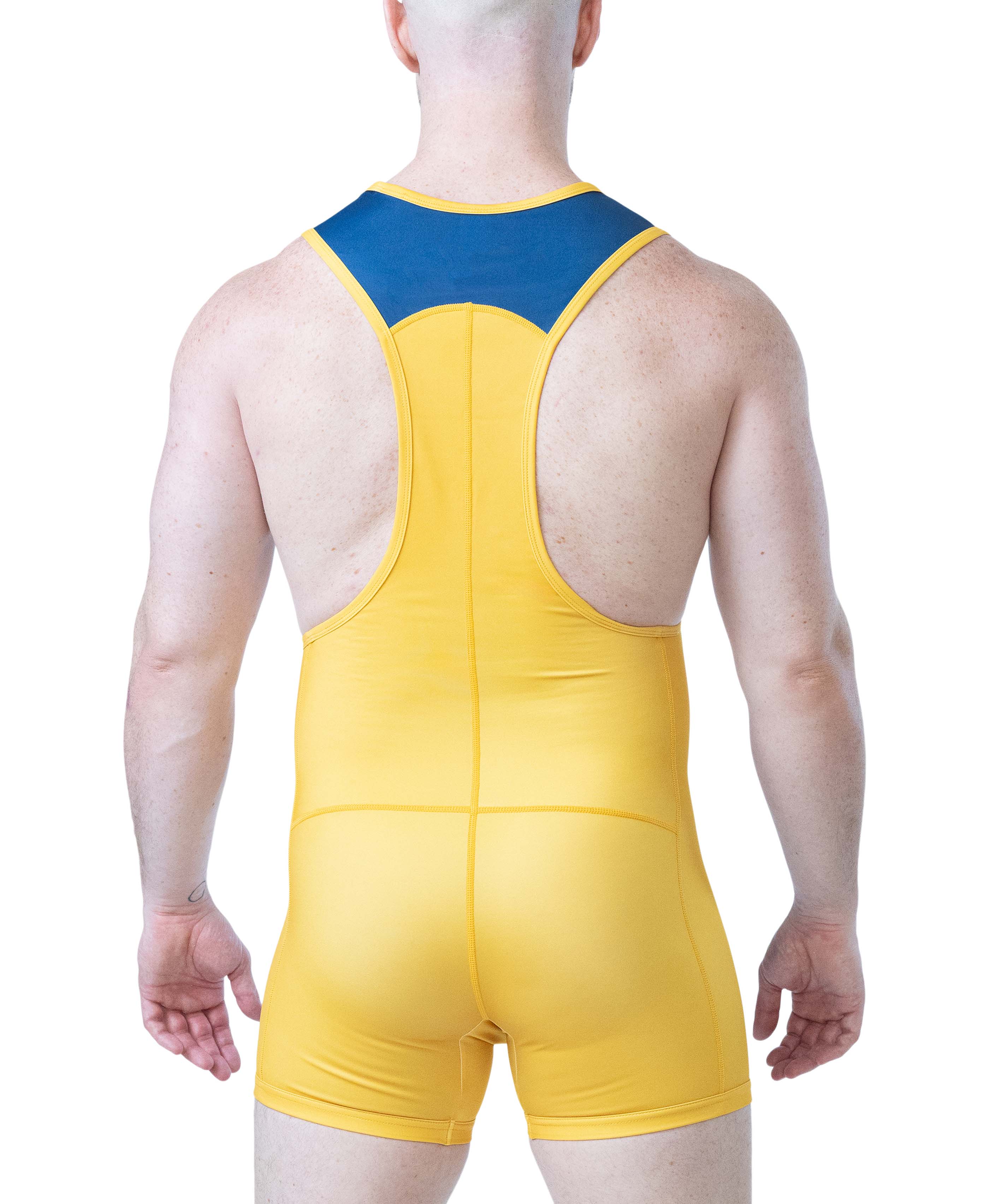 Deadlift Singlet - Cadet Blue/Goldenrod/White