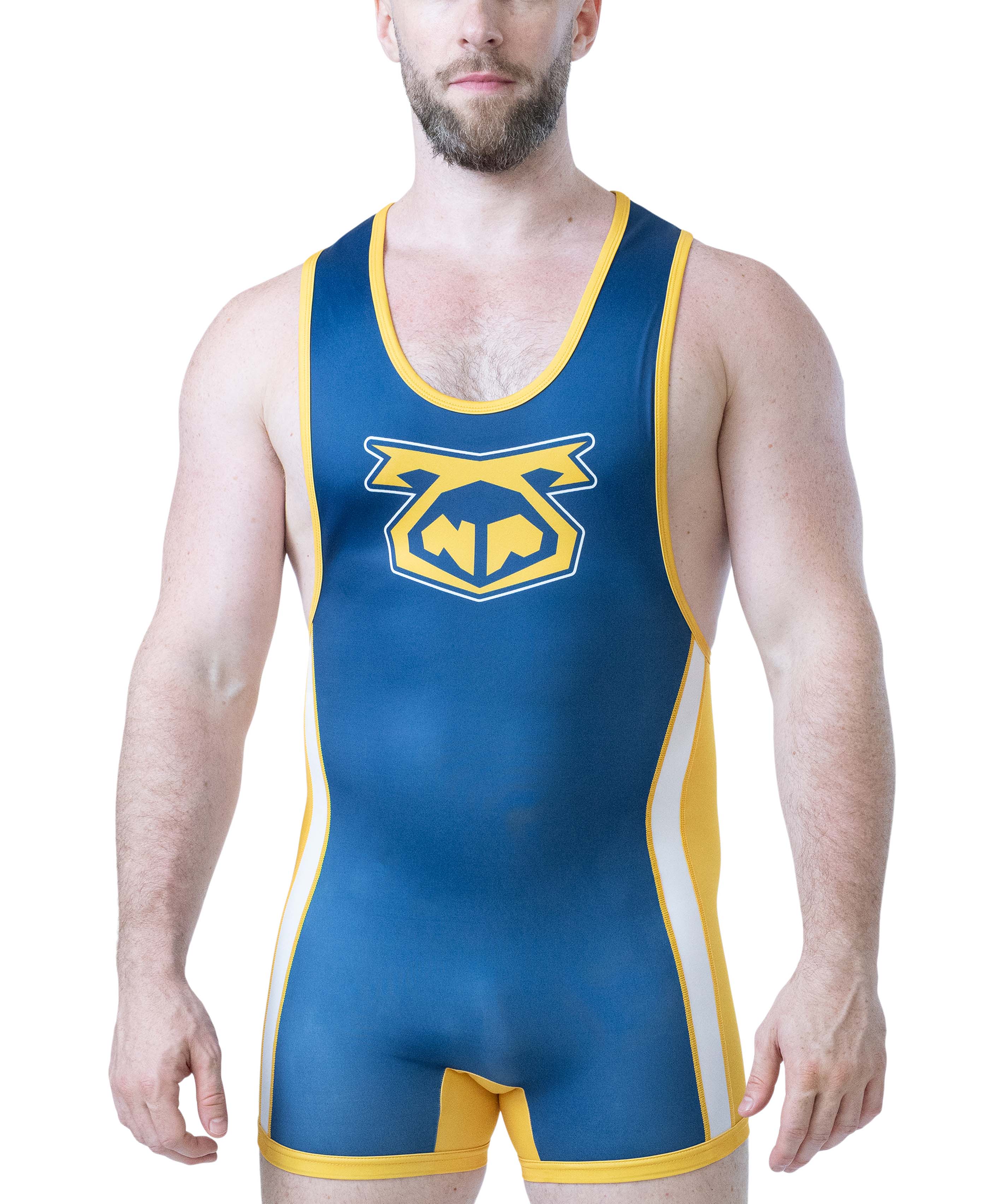Deadlift Singlet - Cadet Blue/Goldenrod/White