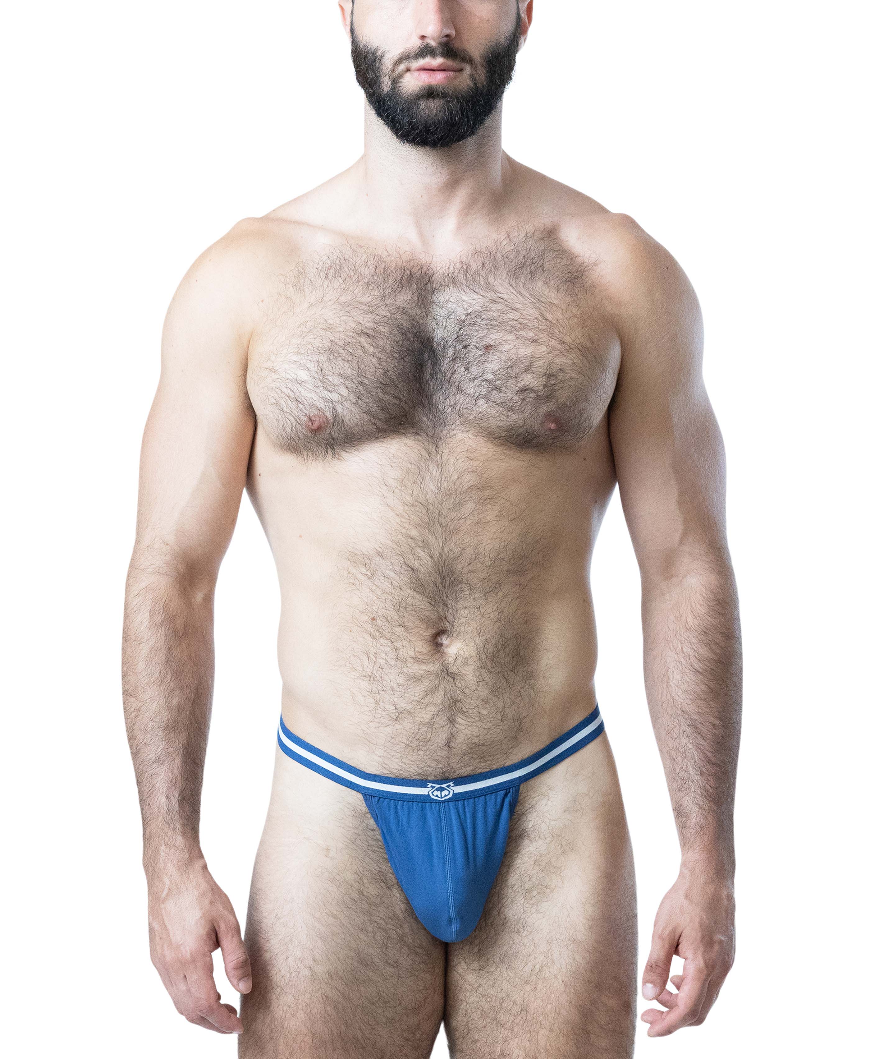 Deadlift Thong - Cadet Blue/White