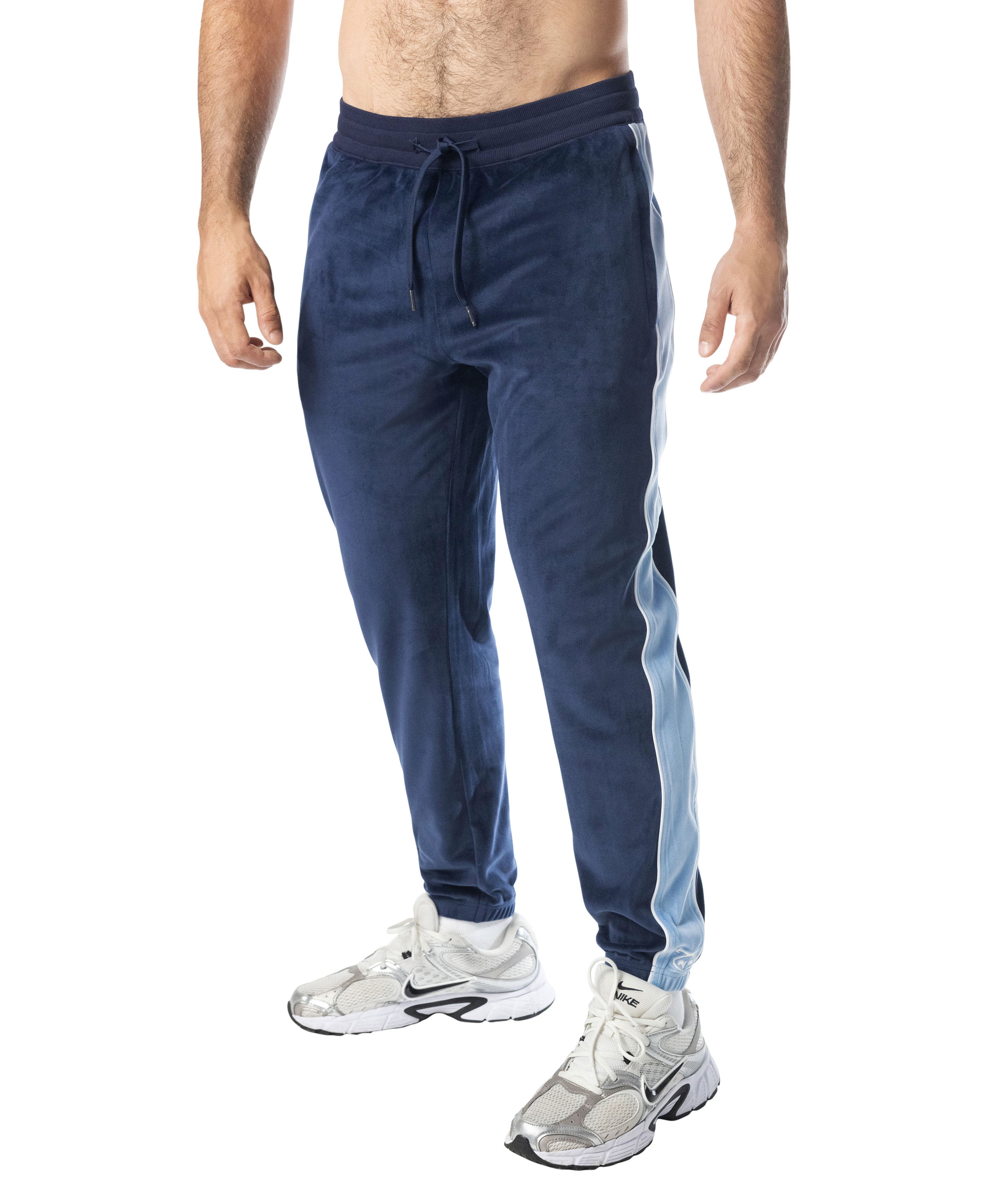 Essex Velour Track Pant - Midnight Navy/Perry Blue