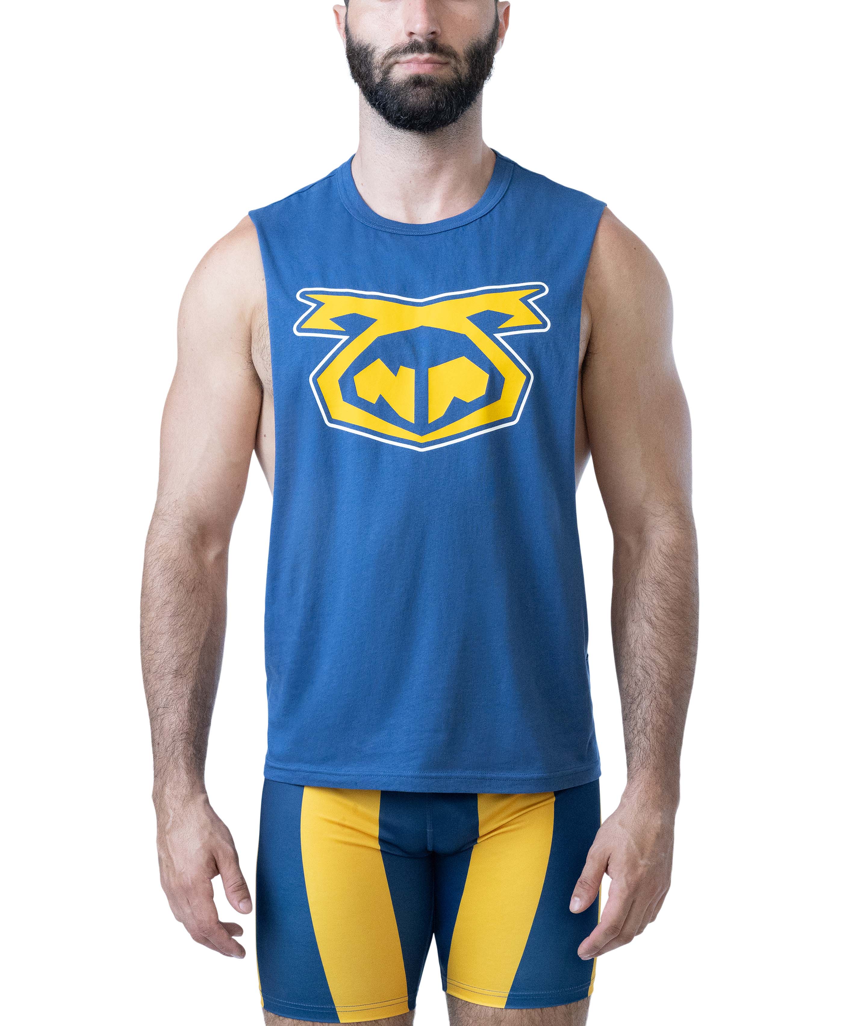 Brandmark Shredder Tank Top 3.0 - Cadet Blue/Goldenrod/White