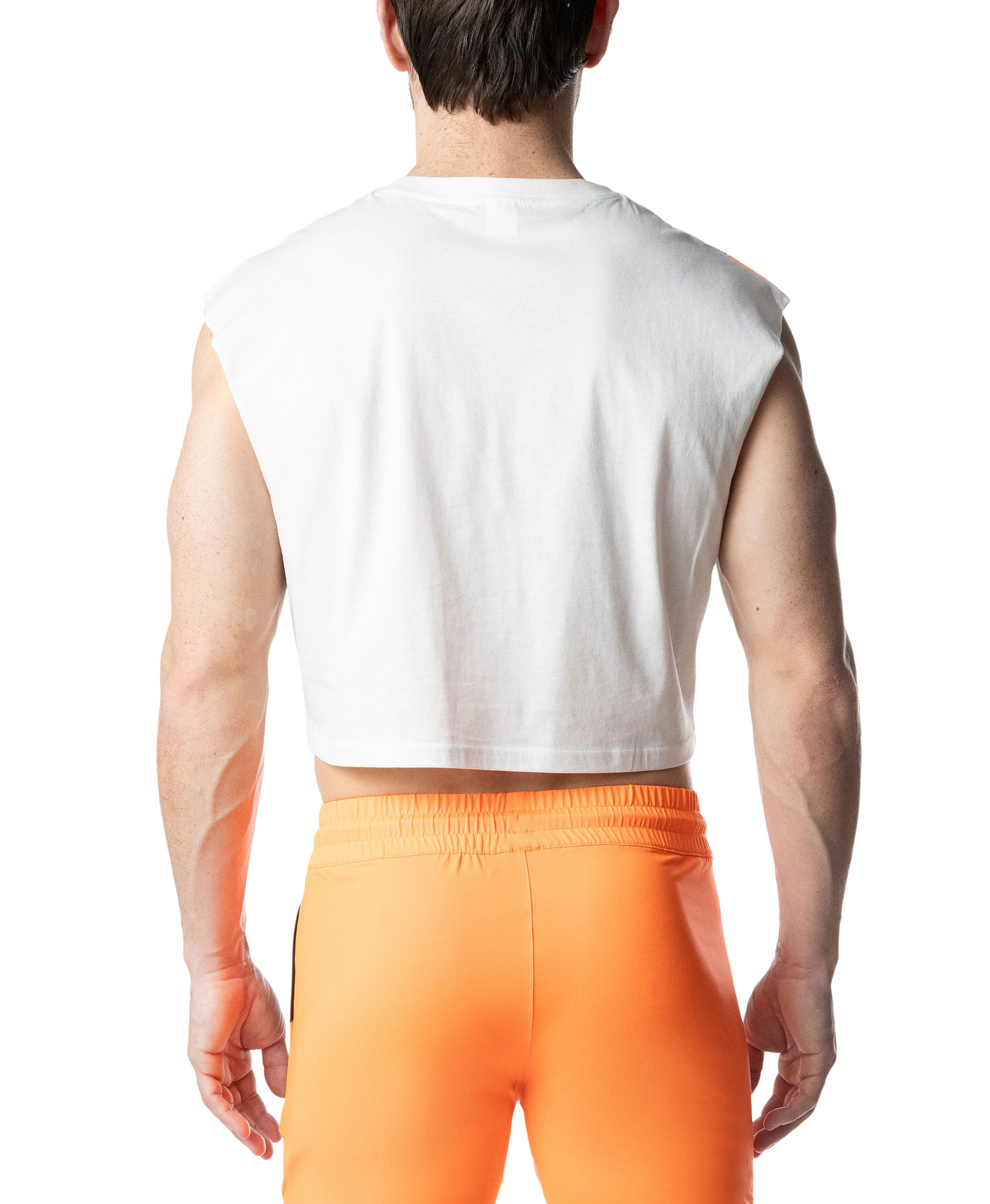 Hyper Crop Top - White/Vibrant Orange/Black