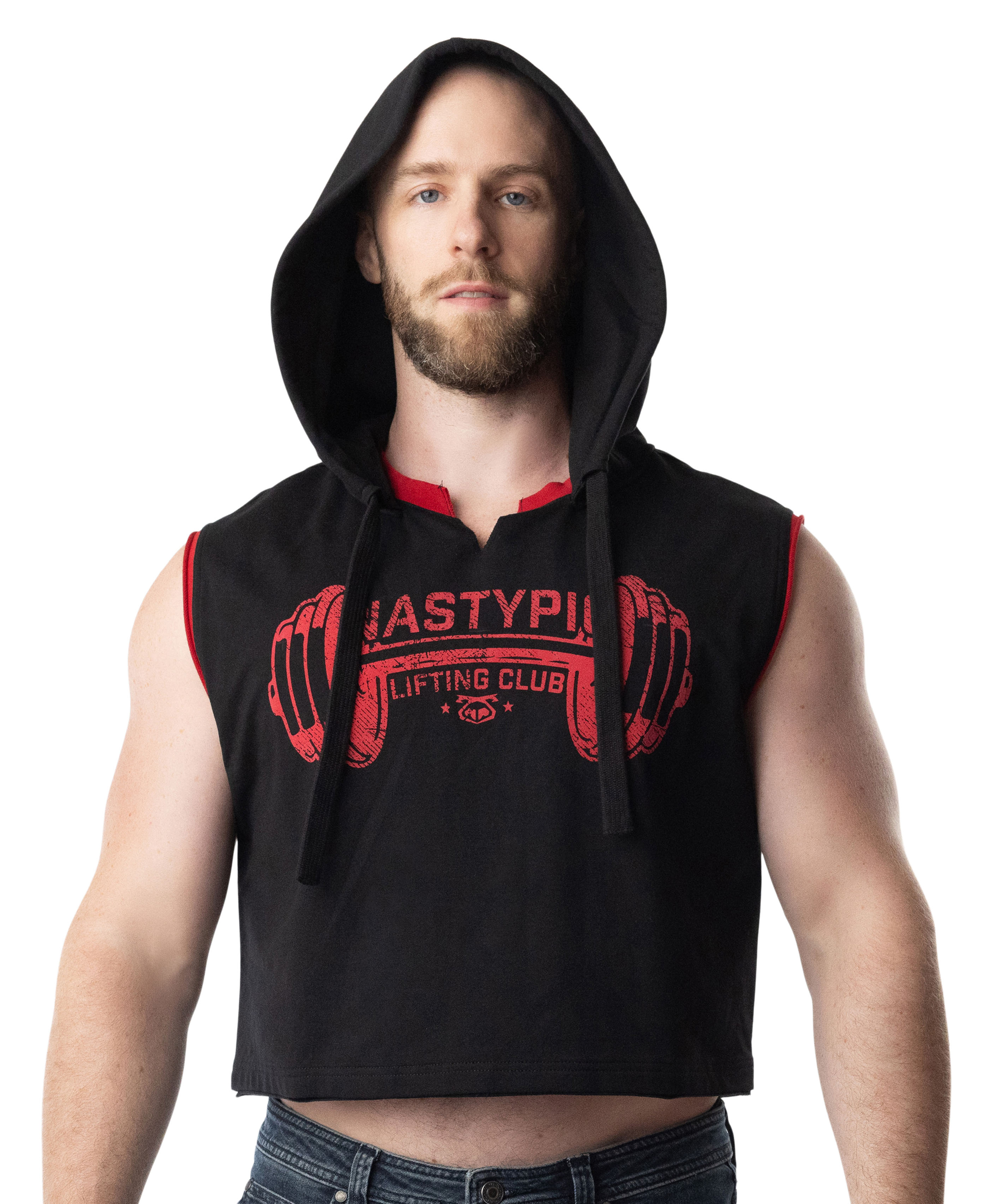 Lift Club Sleeveless Hoodie - Black/Red