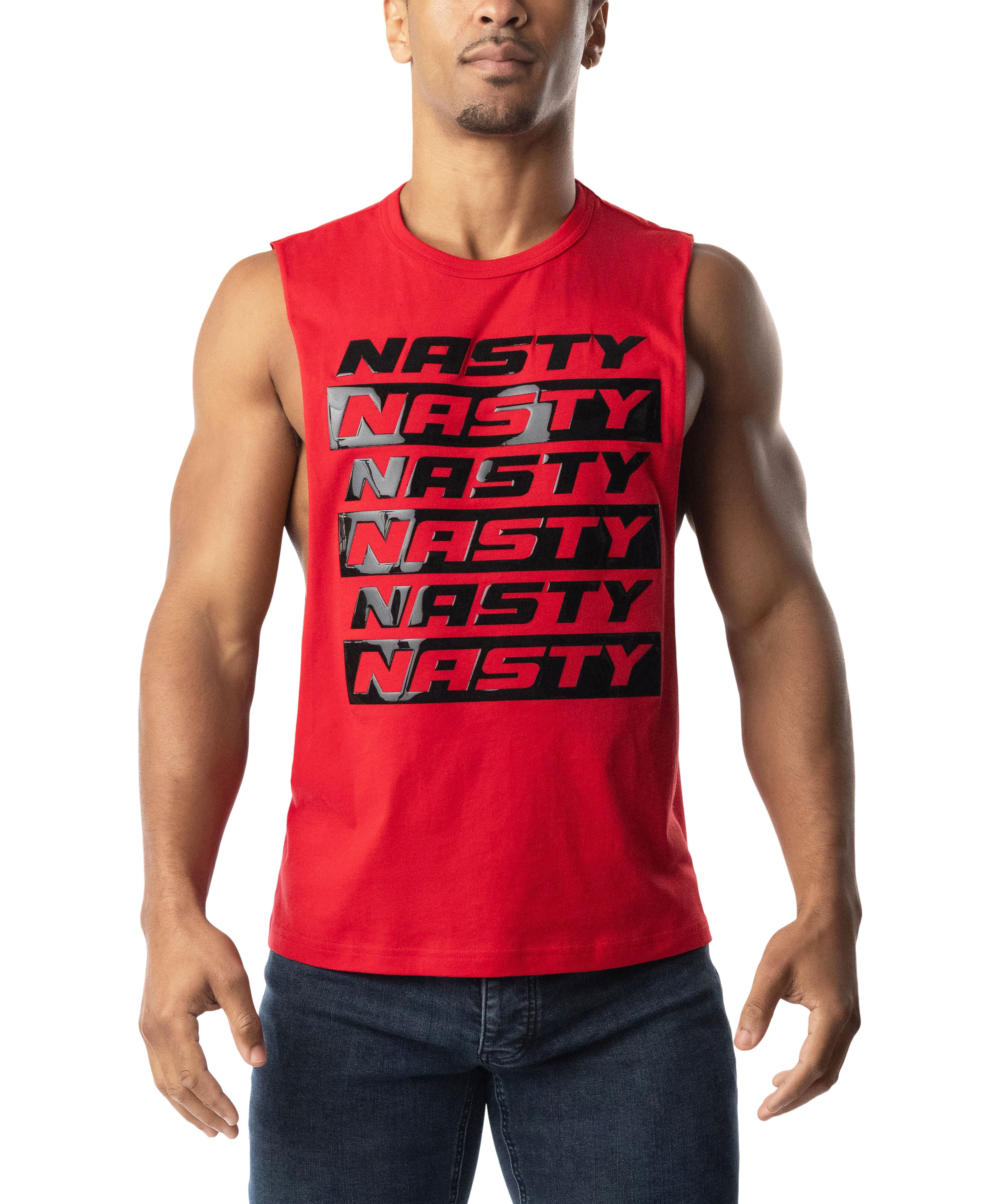 Nasty Shredder Tank Top - Red/Black