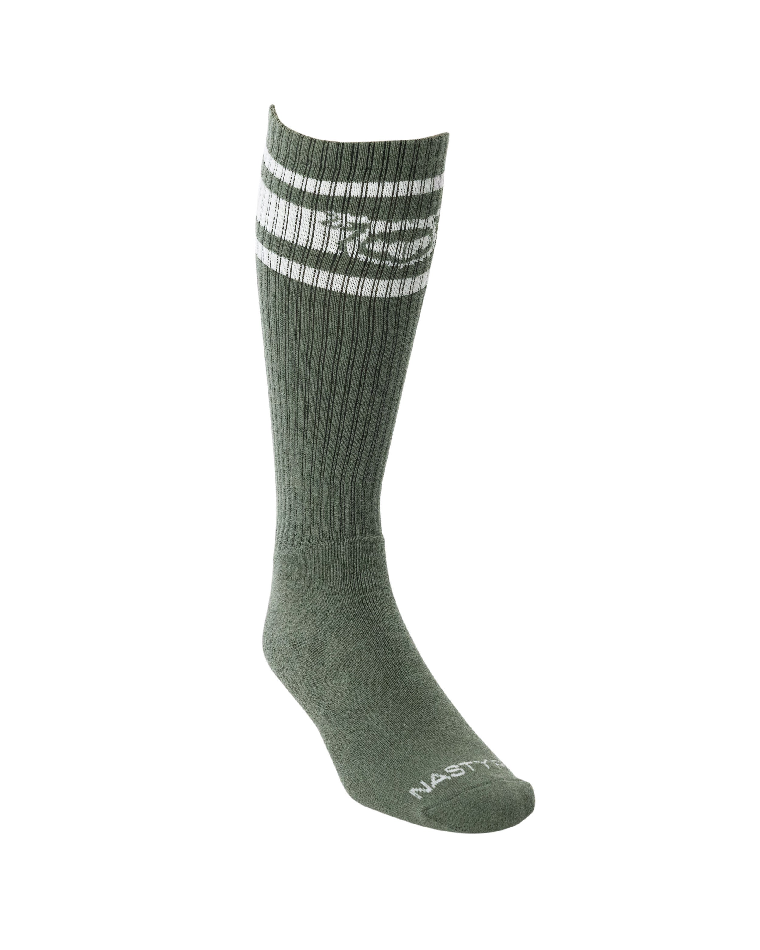 Hook'd Up Sport Sock - Army Green/White