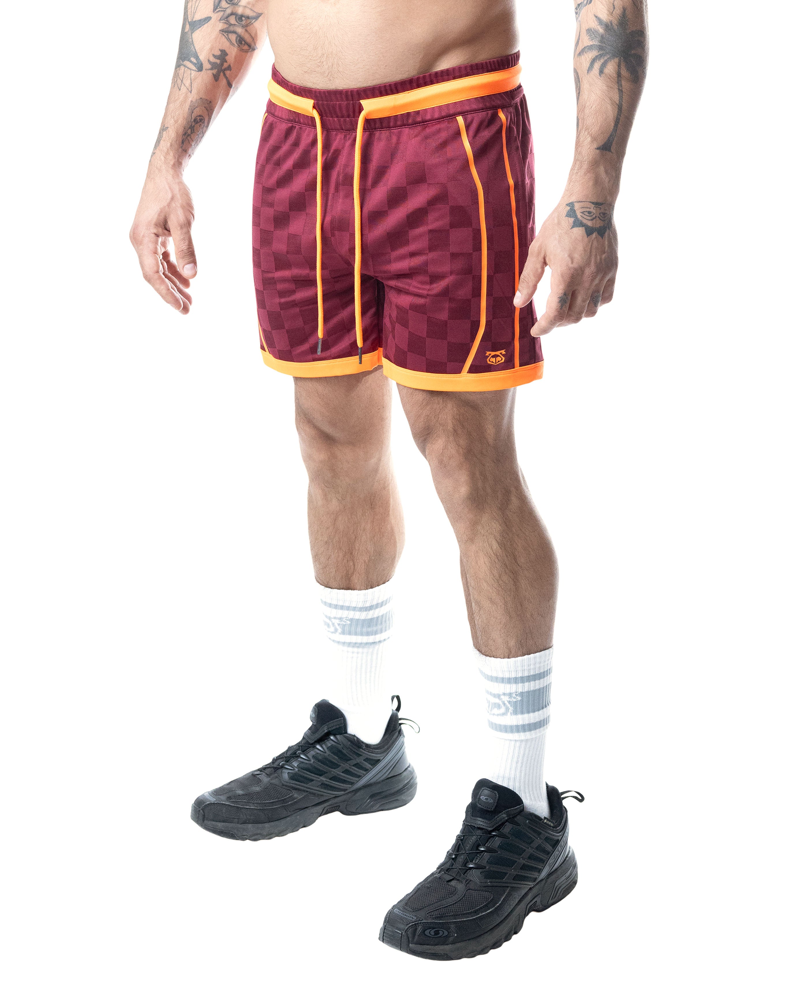 Rival Rugby Short - Burgundy/Vibrant Orange