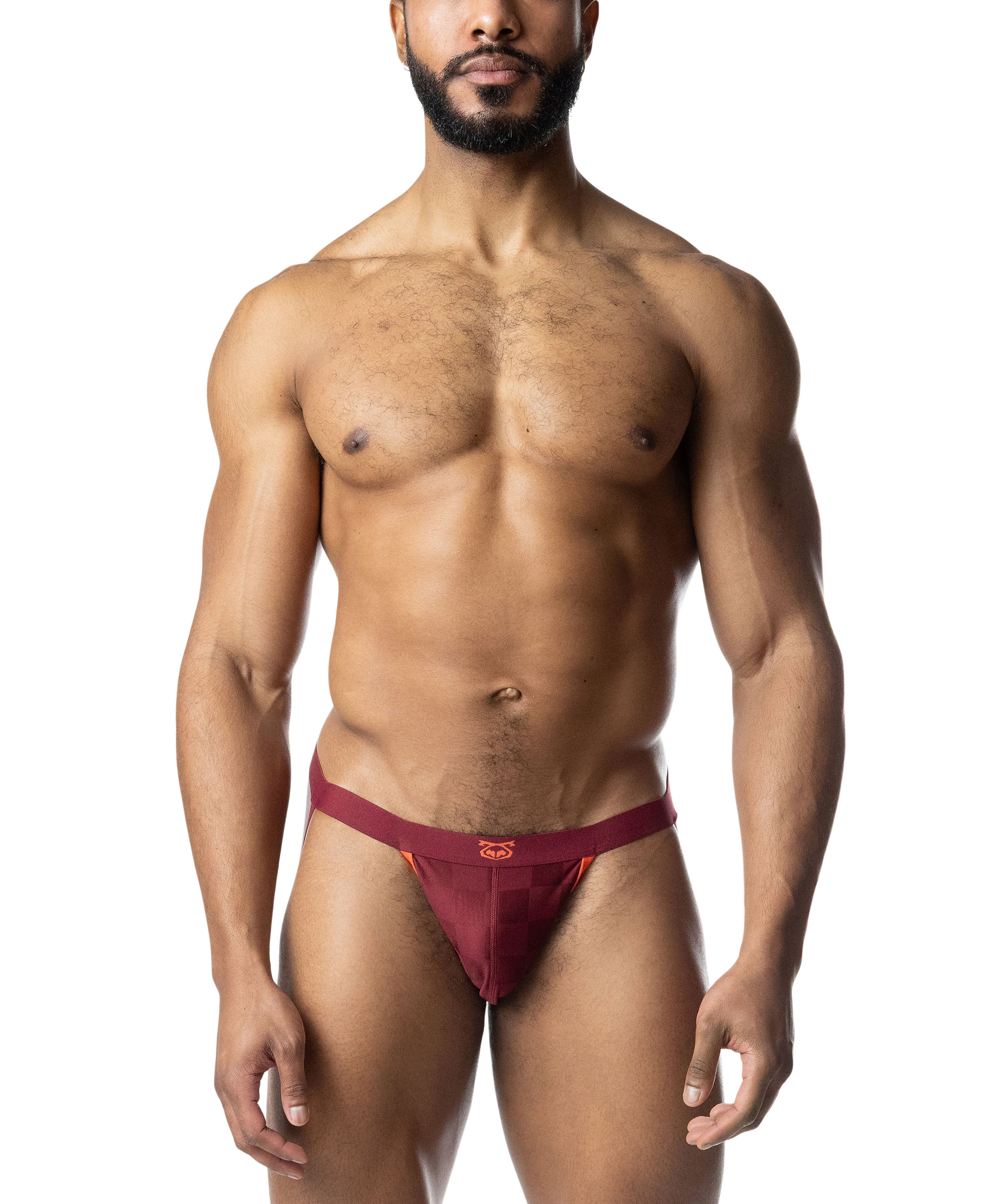 Rival Jock Strap - Burgundy/Vibrant Orange