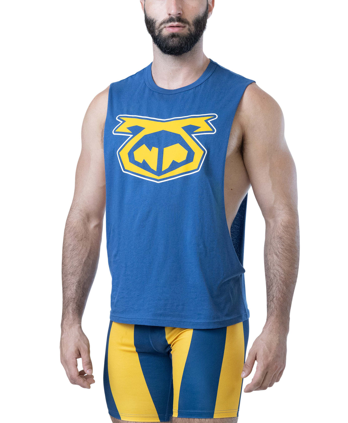 Brandmark Shredder Tank Top 3.0 - Cadet Blue/Goldenrod/White