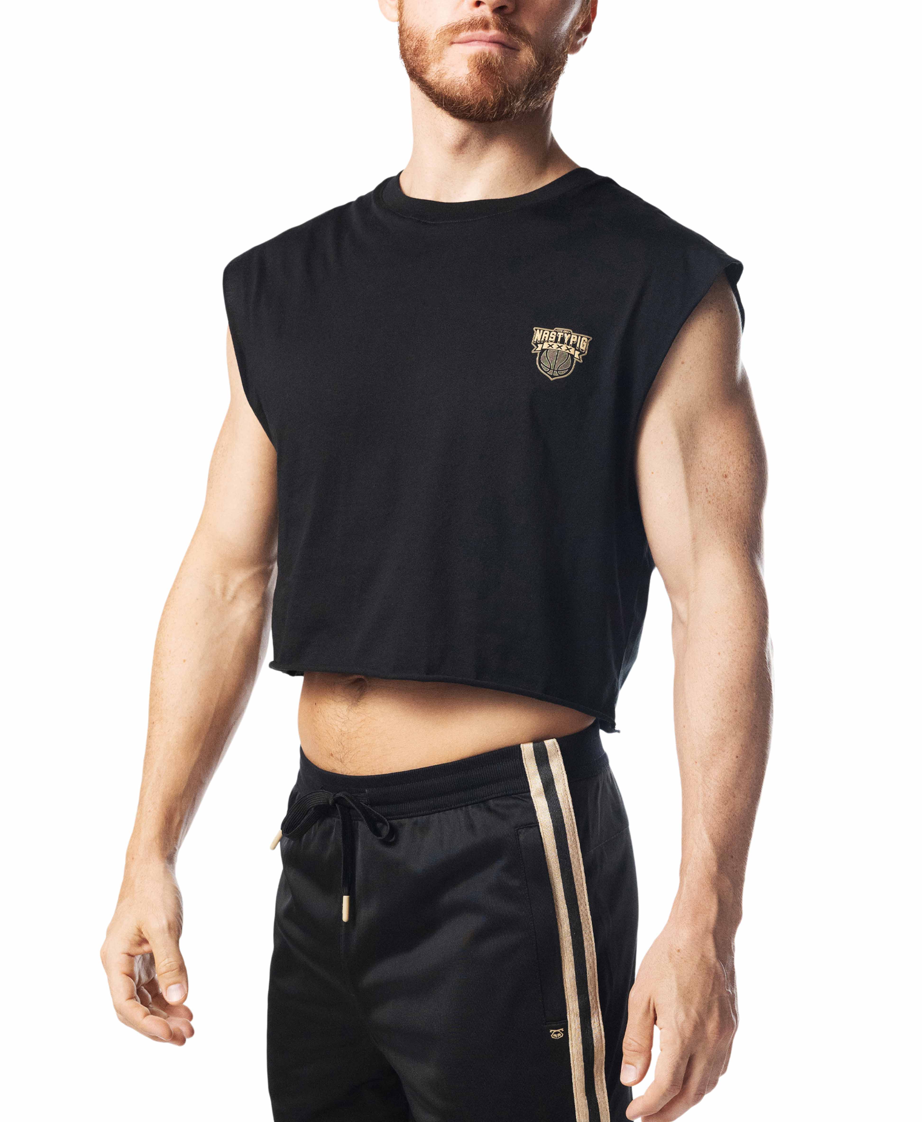 Warm Up Sleeveless Crop Top - Black/Champagne