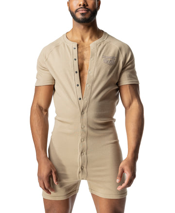 Front view of Union Suit Cutoffs in Pale Khaki