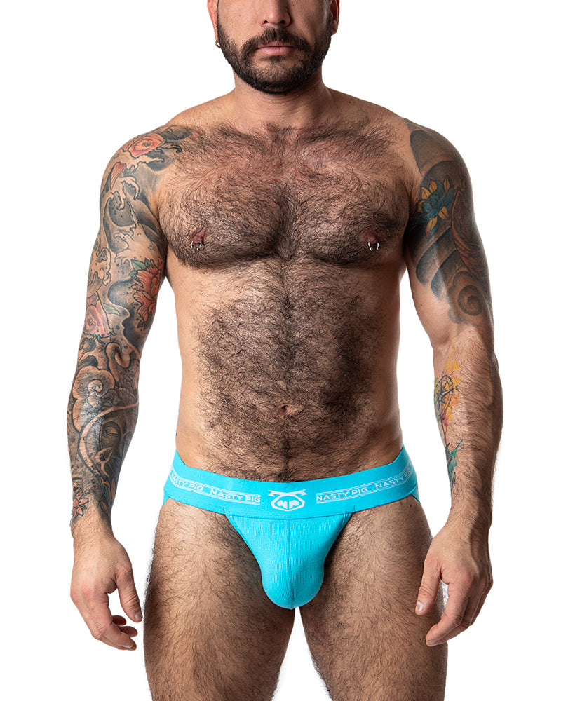 Core Jock Strap - Aqua/White