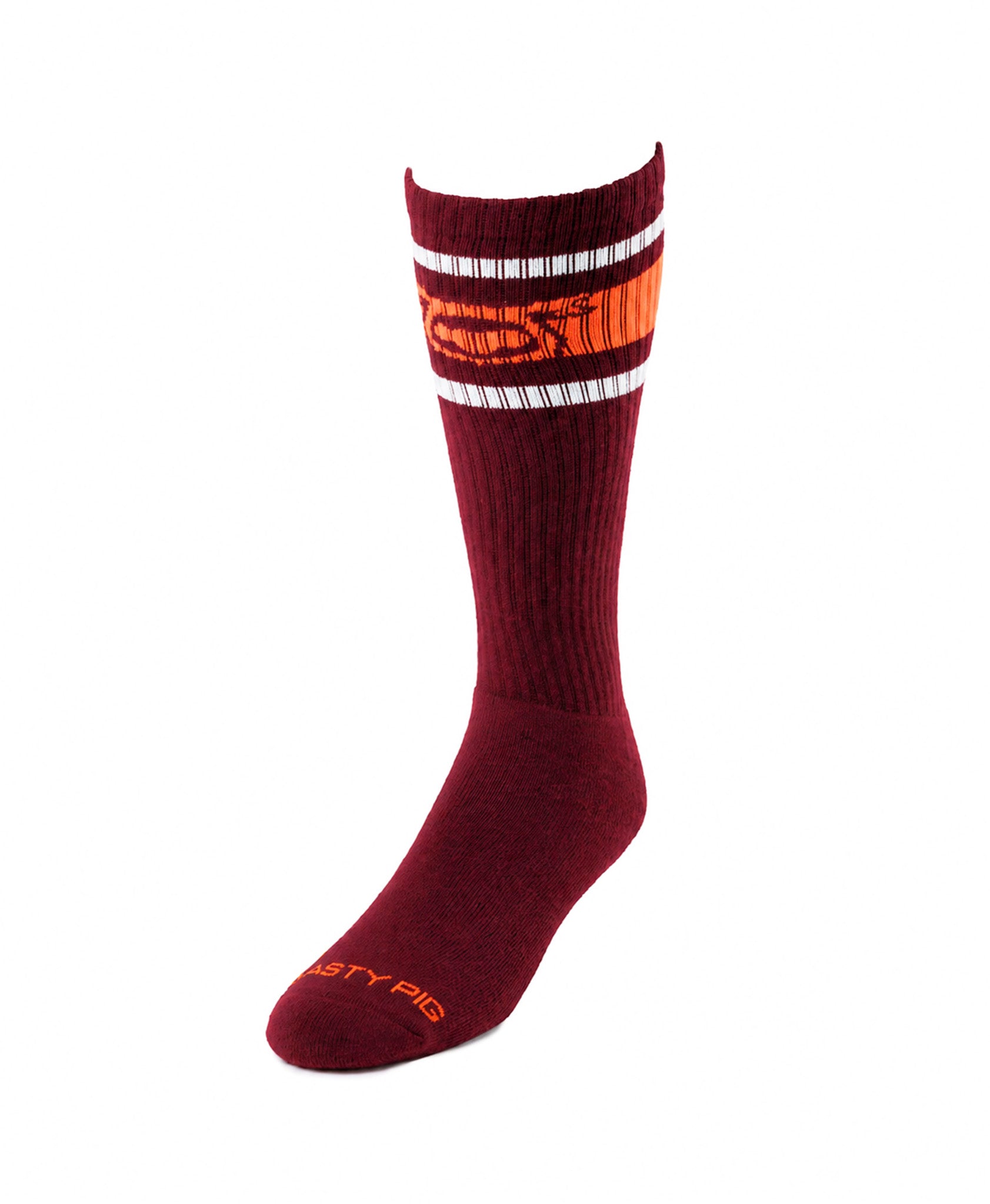 Hook'd Up Sport Sock 3.0 - Burgundy/Vibrant Orange/White