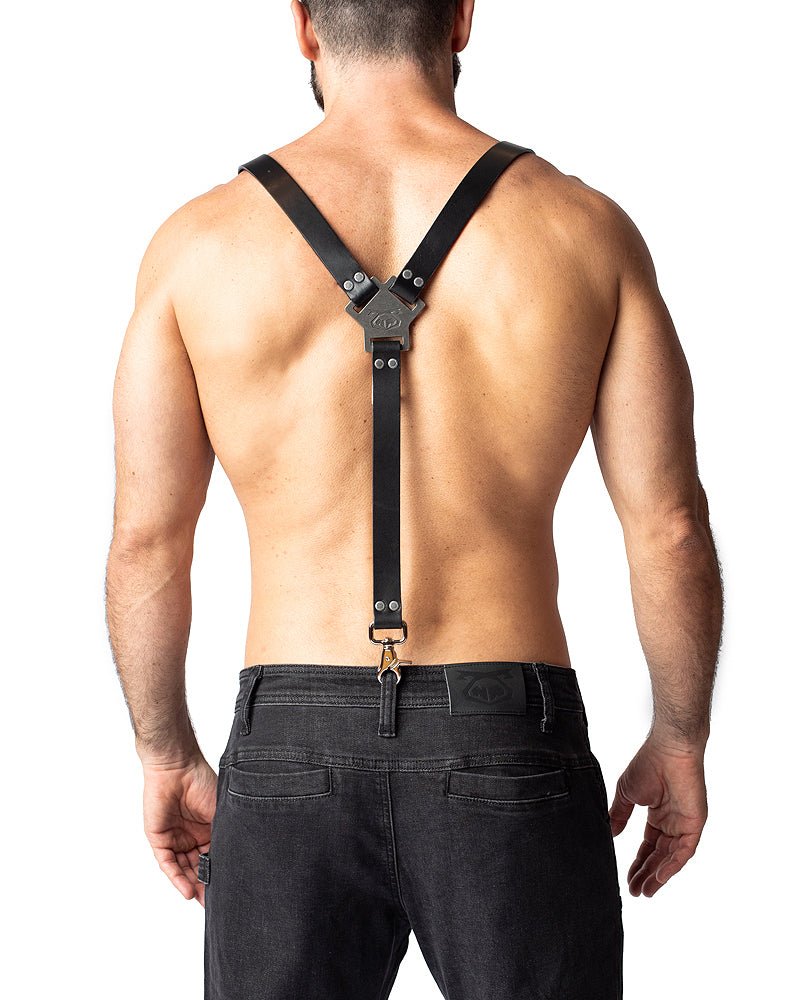Open Jeans Men's Leather Harness Suspenders