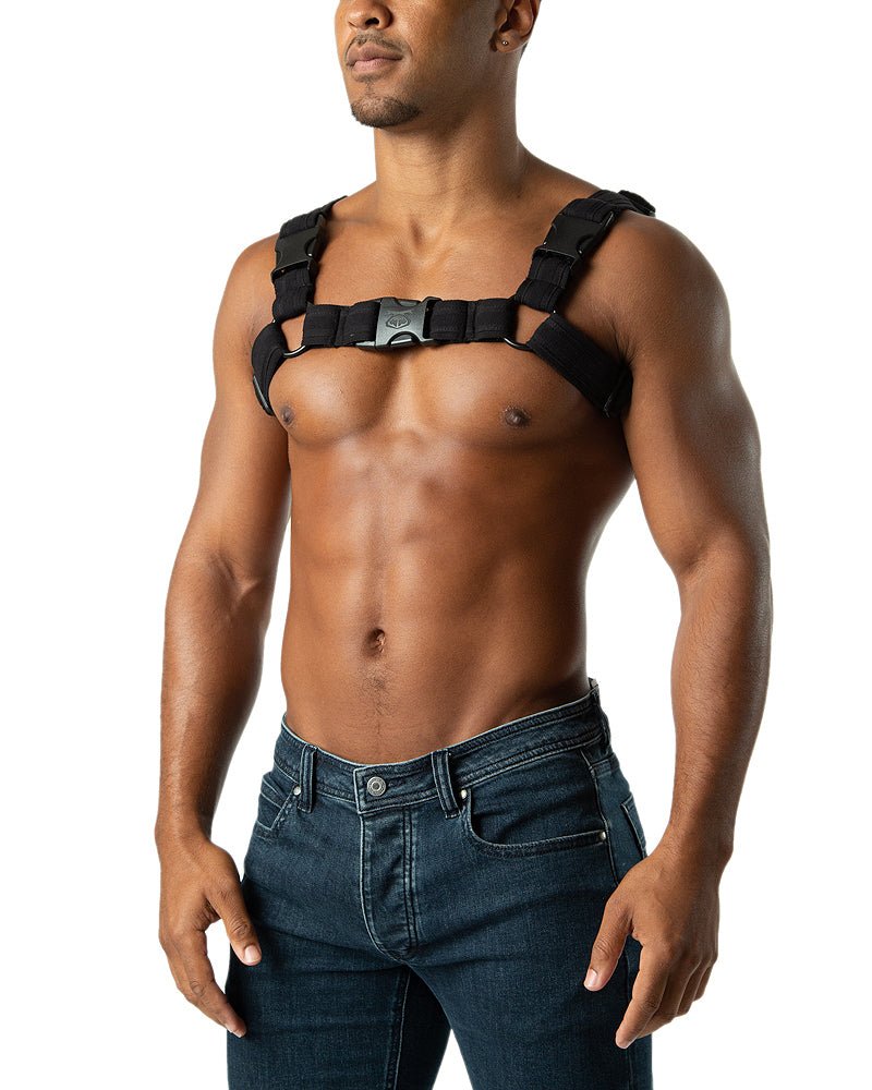 Men Leather Body Harness Chest Armor Buckle Adjustable Strap Bulldog Harness