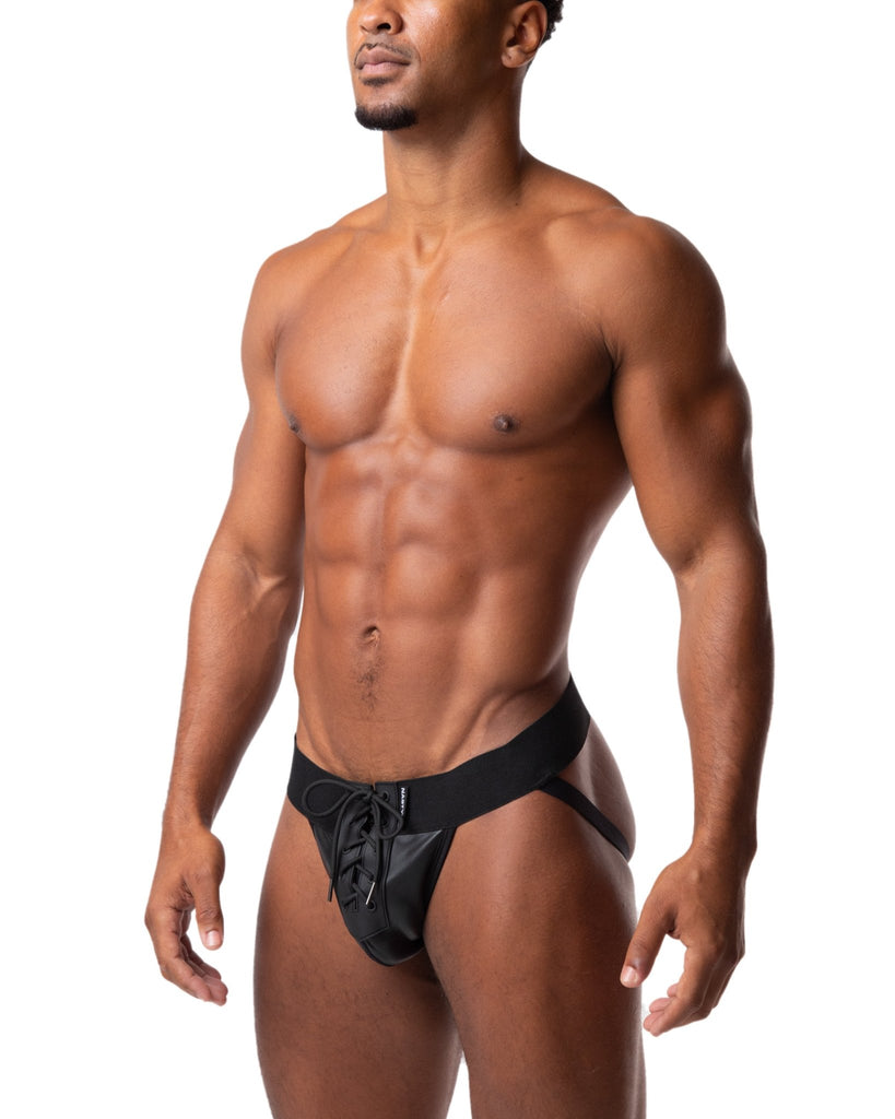 Men's Leather Jockstrap Gay Thong Brief Slip String Jocks Sexy Mature Under
